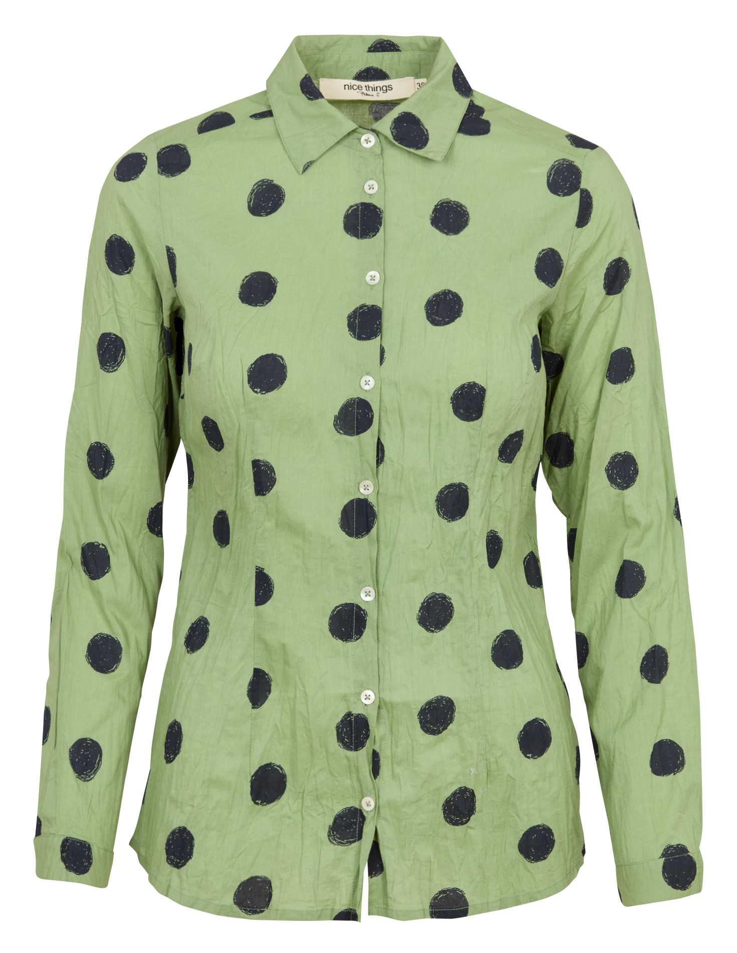 Blouse met stippen van katoen NICE THINGS Groen