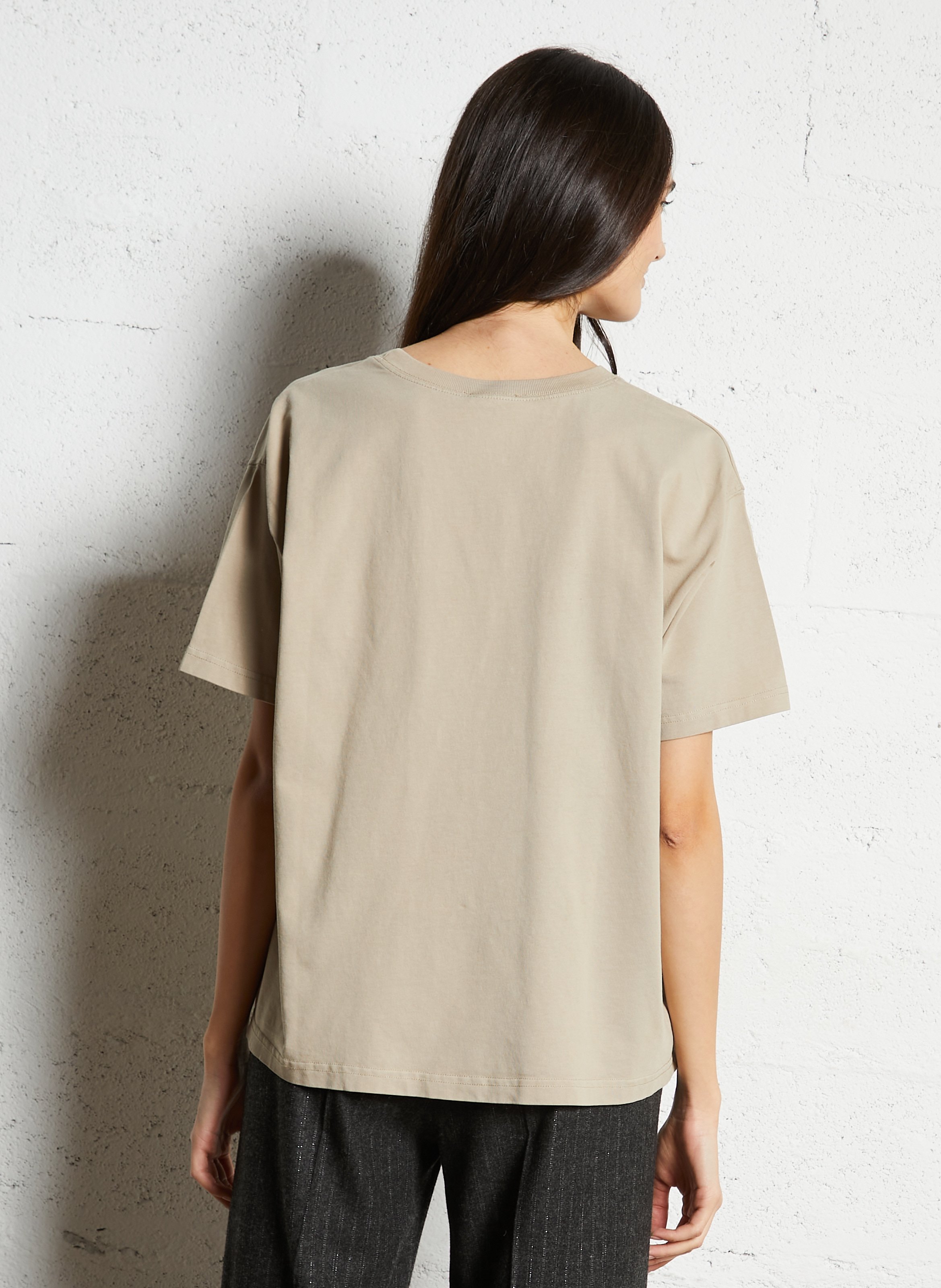 Loose-fit round-neck cotton T-shirt AMERICAN VINTAGE Beige