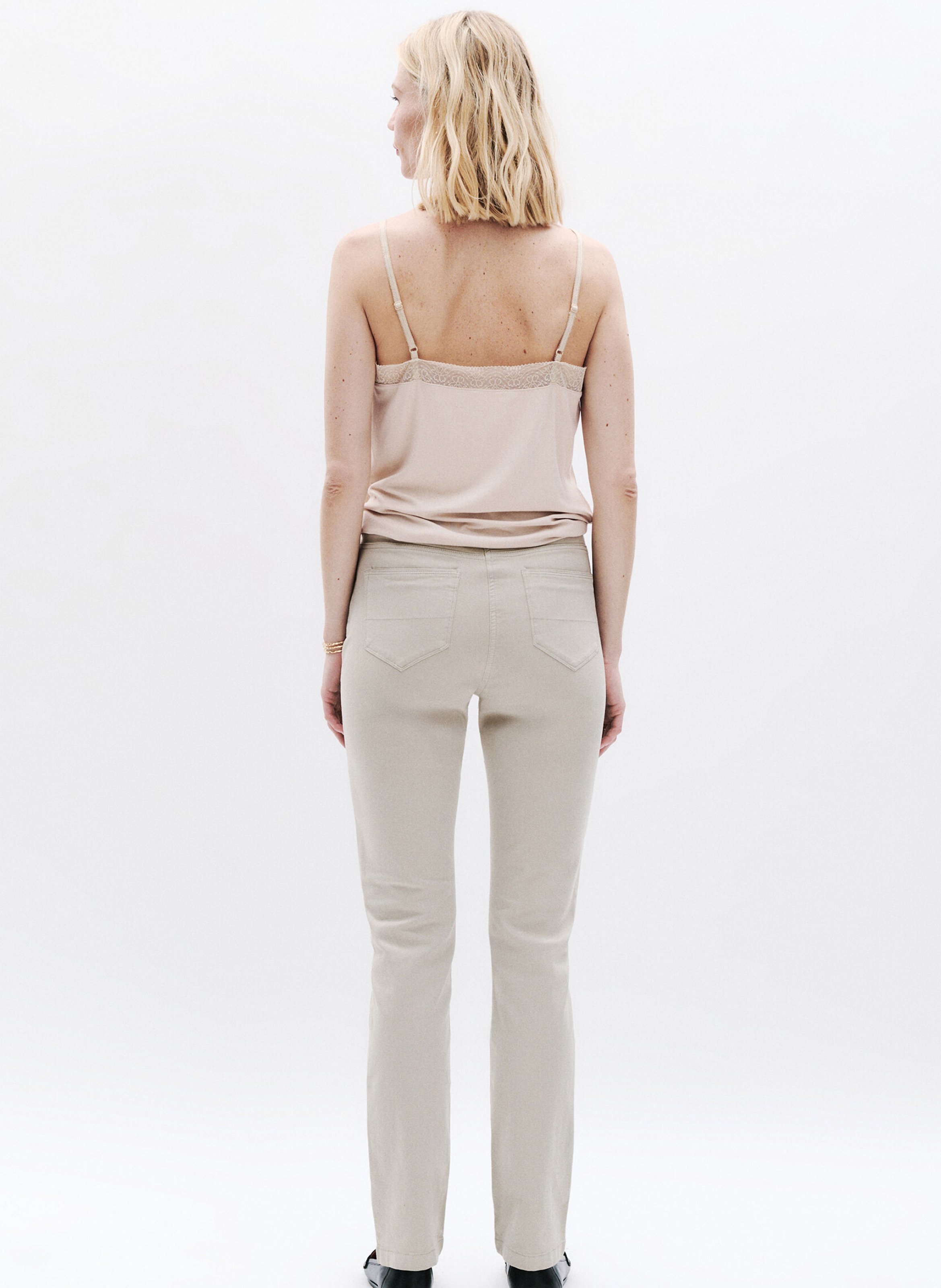 V-neck straight camisole with lace CAROLL Beige