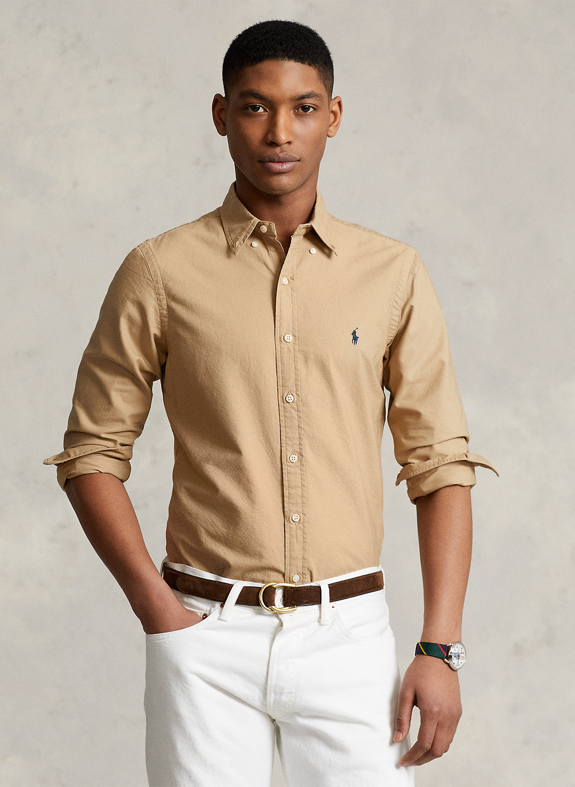 Chemise col classique slim fit en coton POLO RALPH LAUREN Beige