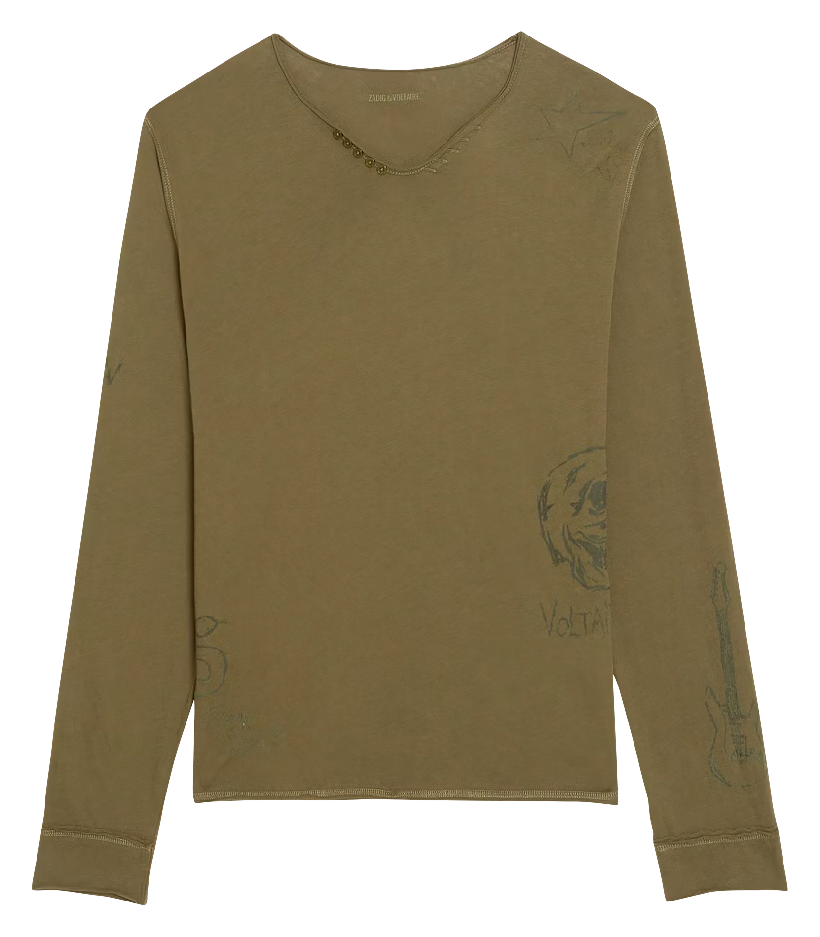 Straight-cut cotton henley T-shirt ZADIG&VOLTAIRE Green