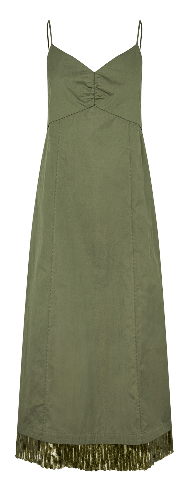 Long V-neck dress in blended organic cotton BAUM UND PFERDGARTEN Green