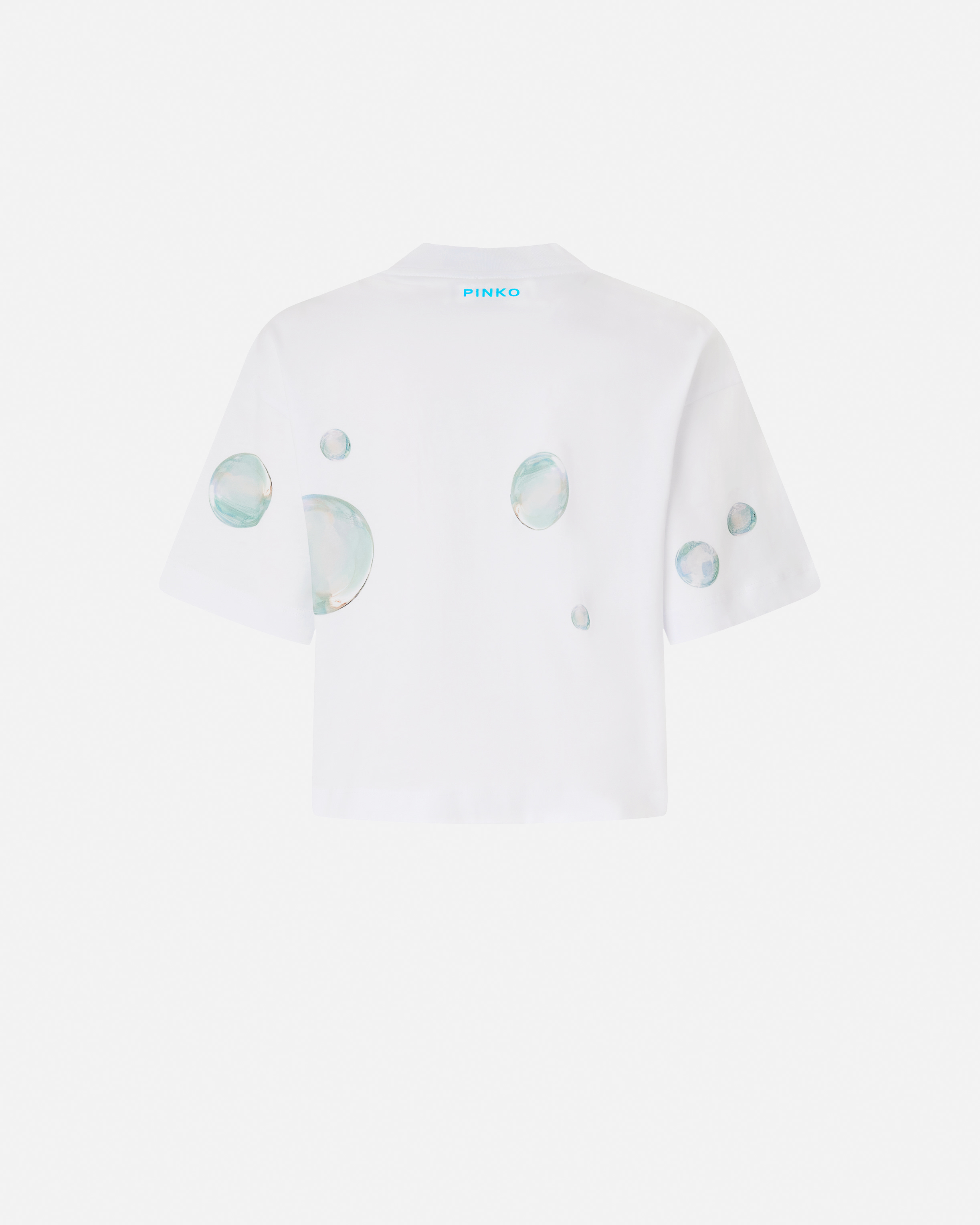 Short t-shirt with print and appliqués PINKO White