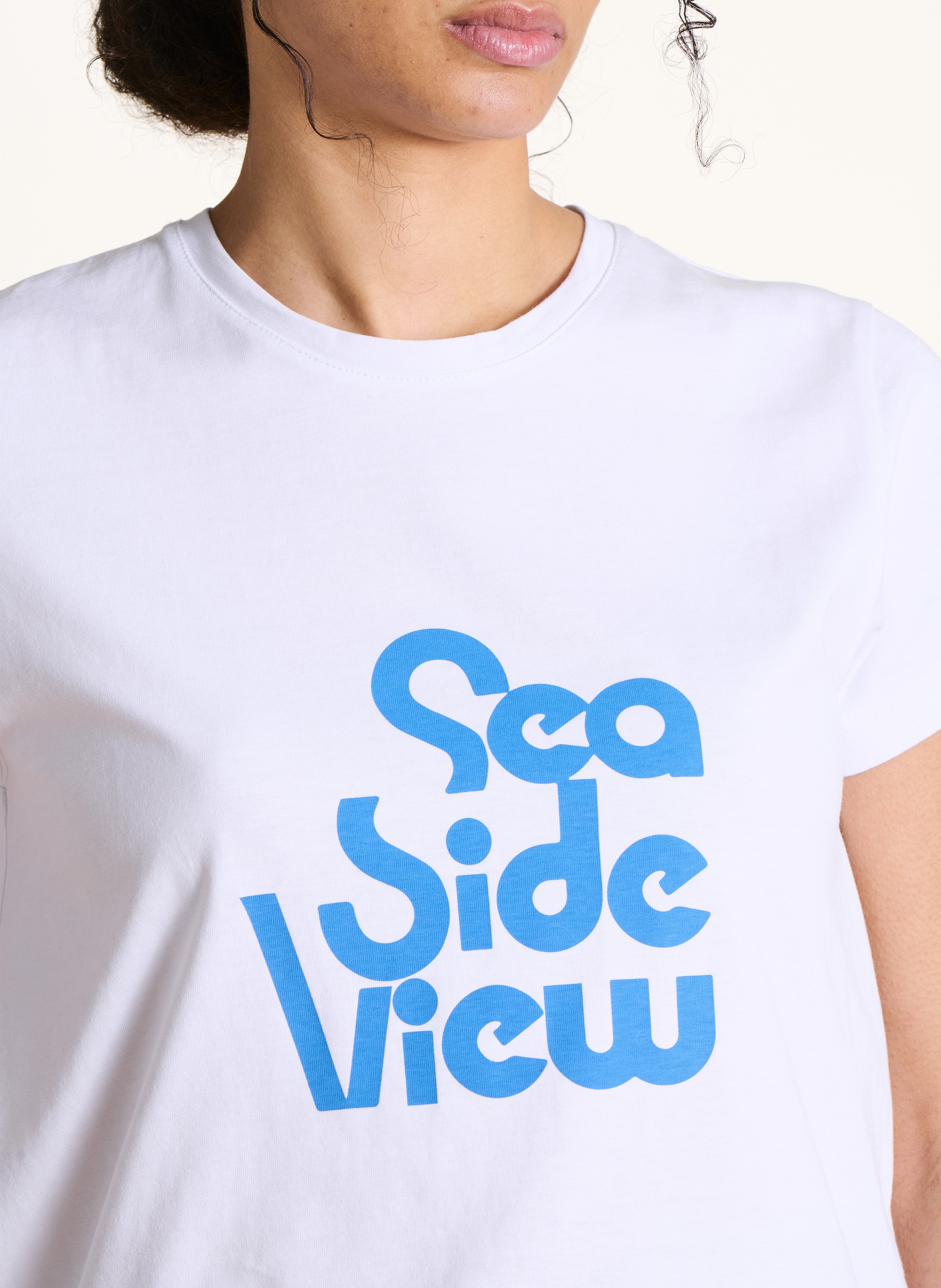 Tee-shirt droit sérigraphié en coton bio LA FEE MARABOUTEE Blanc