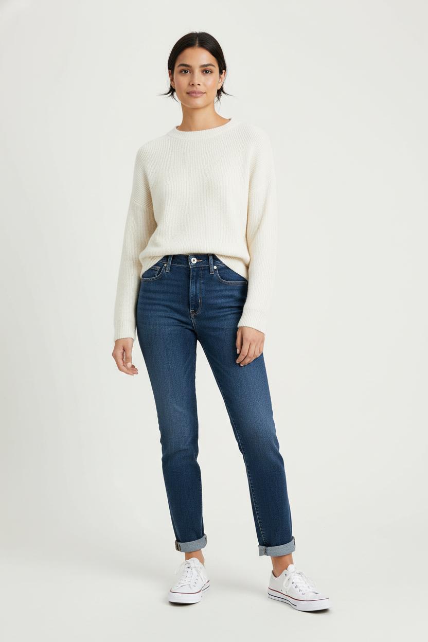 Cropped slim jeans with studs LEVI'S - Seconde main Blue