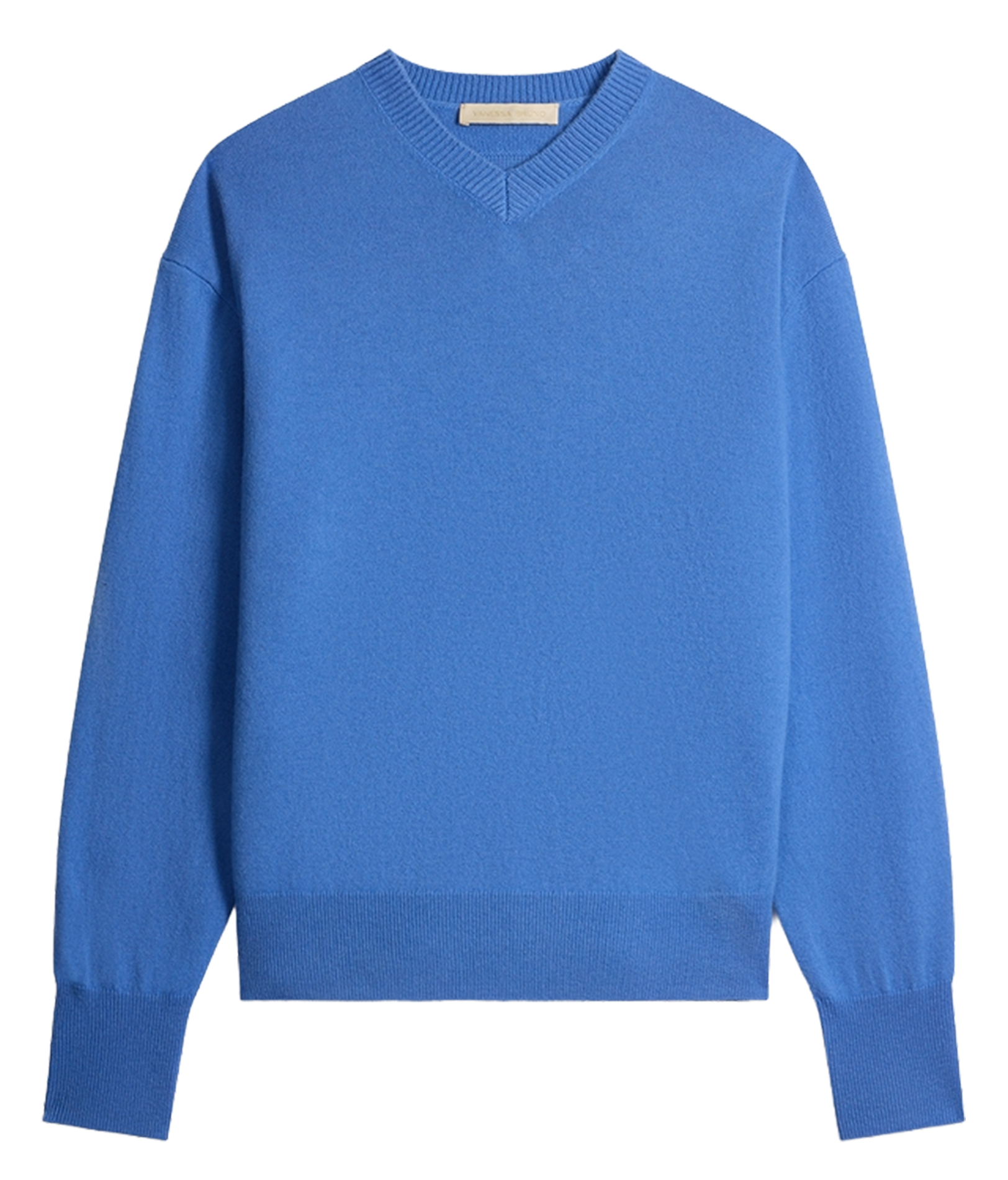 Pull oversize col V en laine Bleu