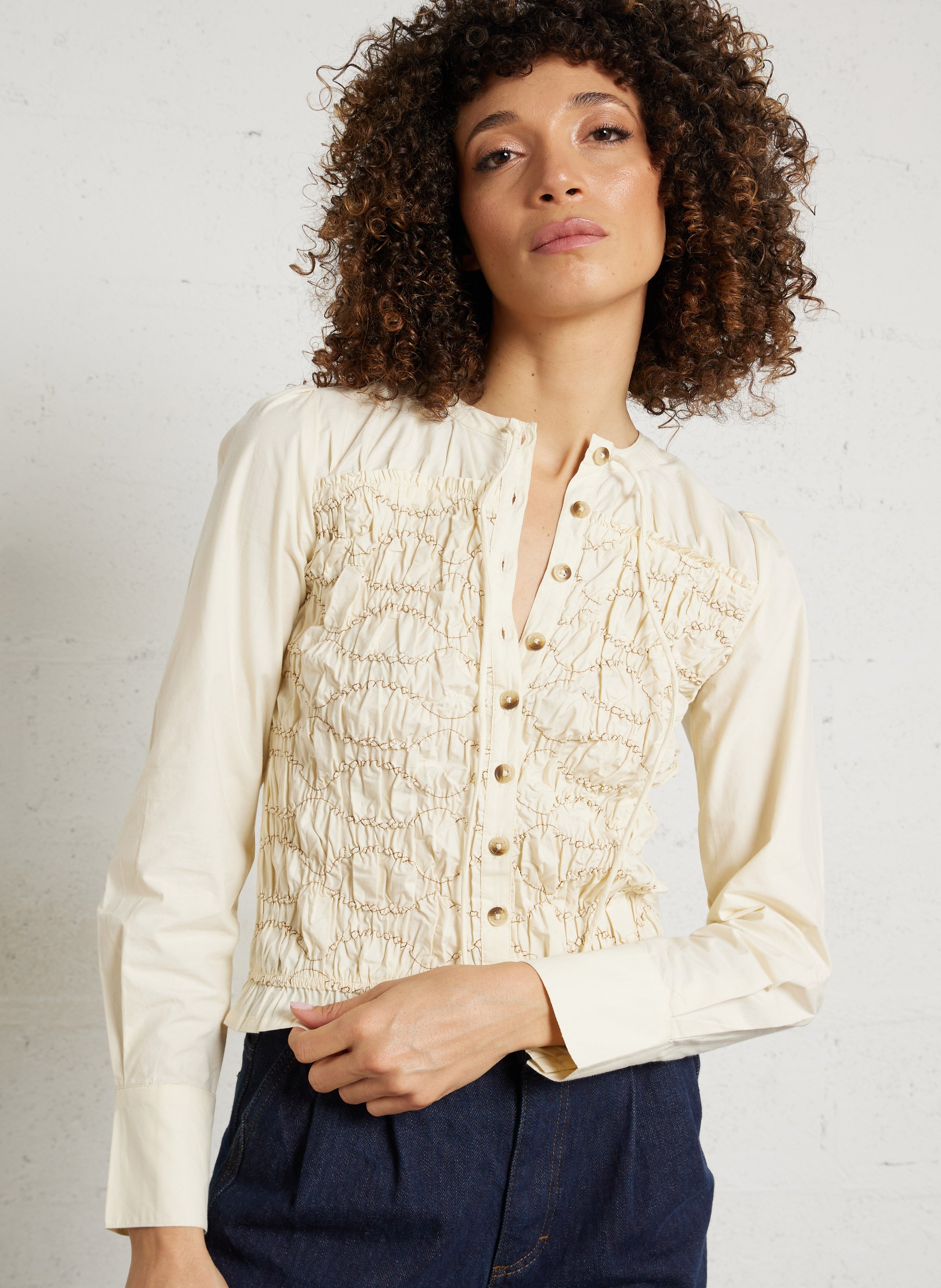 Eng anliegendes Bio-Baumwoll-T-Shirt mit Rundhalsausschnitt DAMSON MADDER Beige