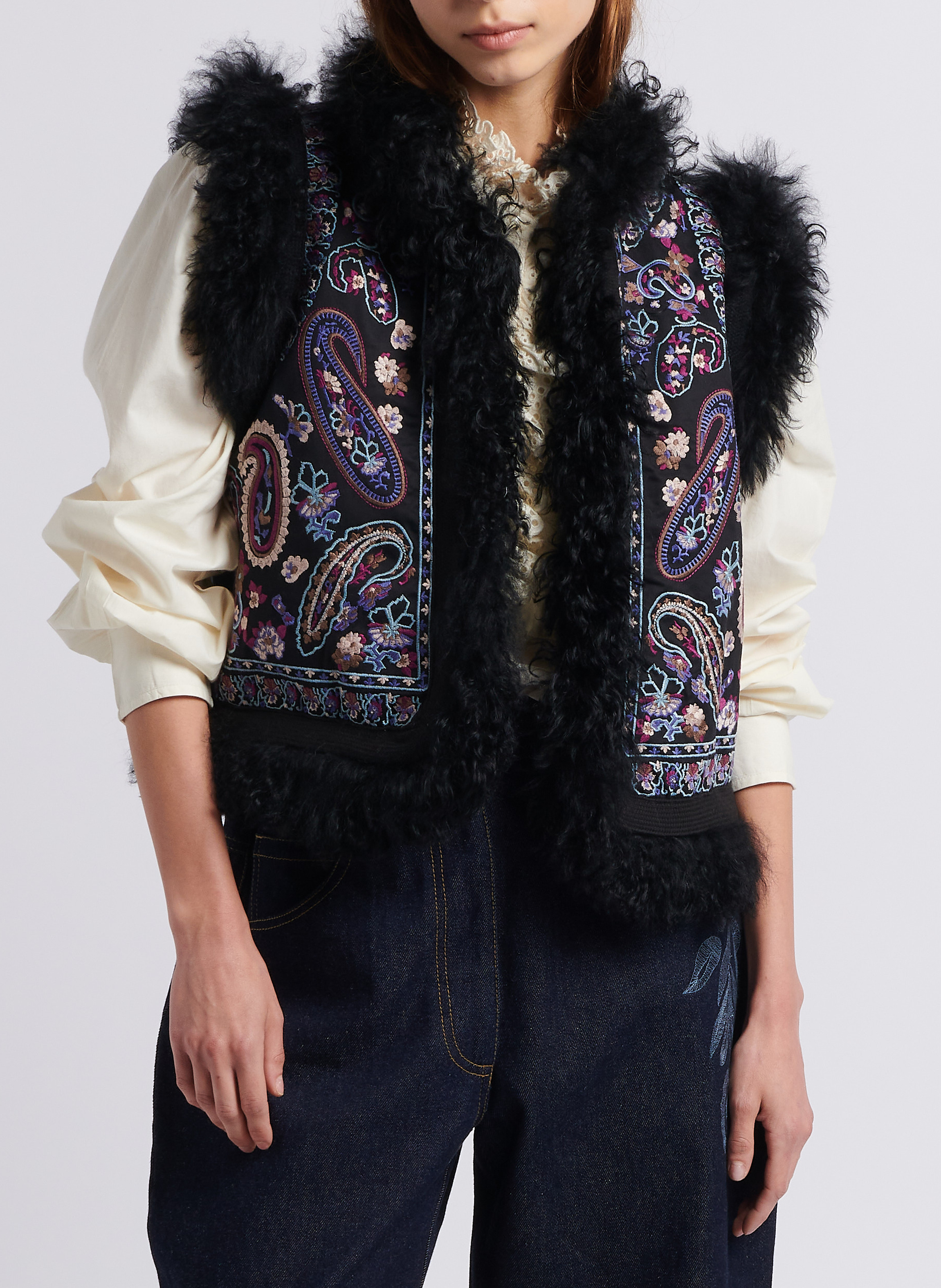 Gilet droit en coton ANTIK BATIK Noir