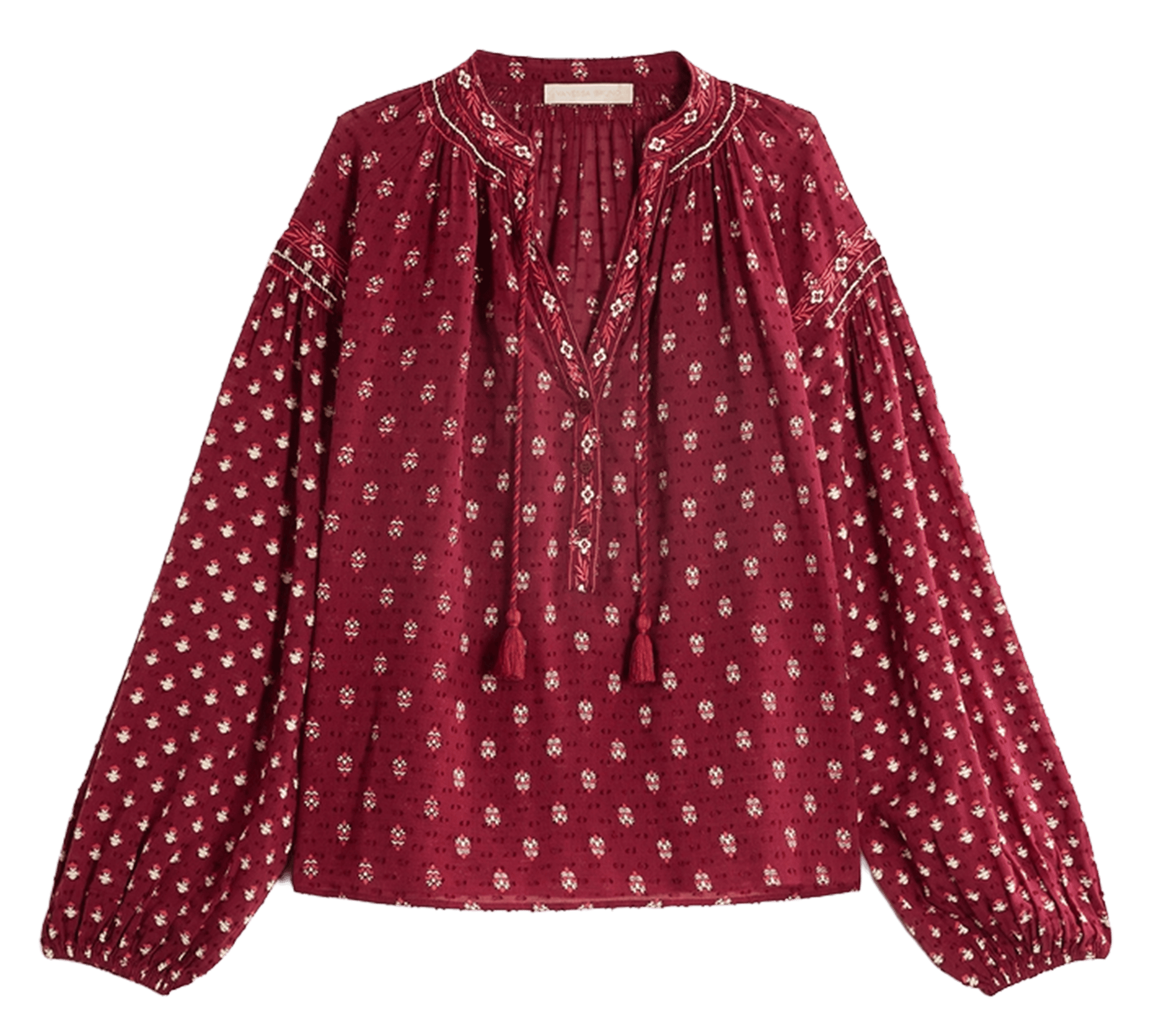 Oversized V-neck printed blouse VANESSA BRUNO Red