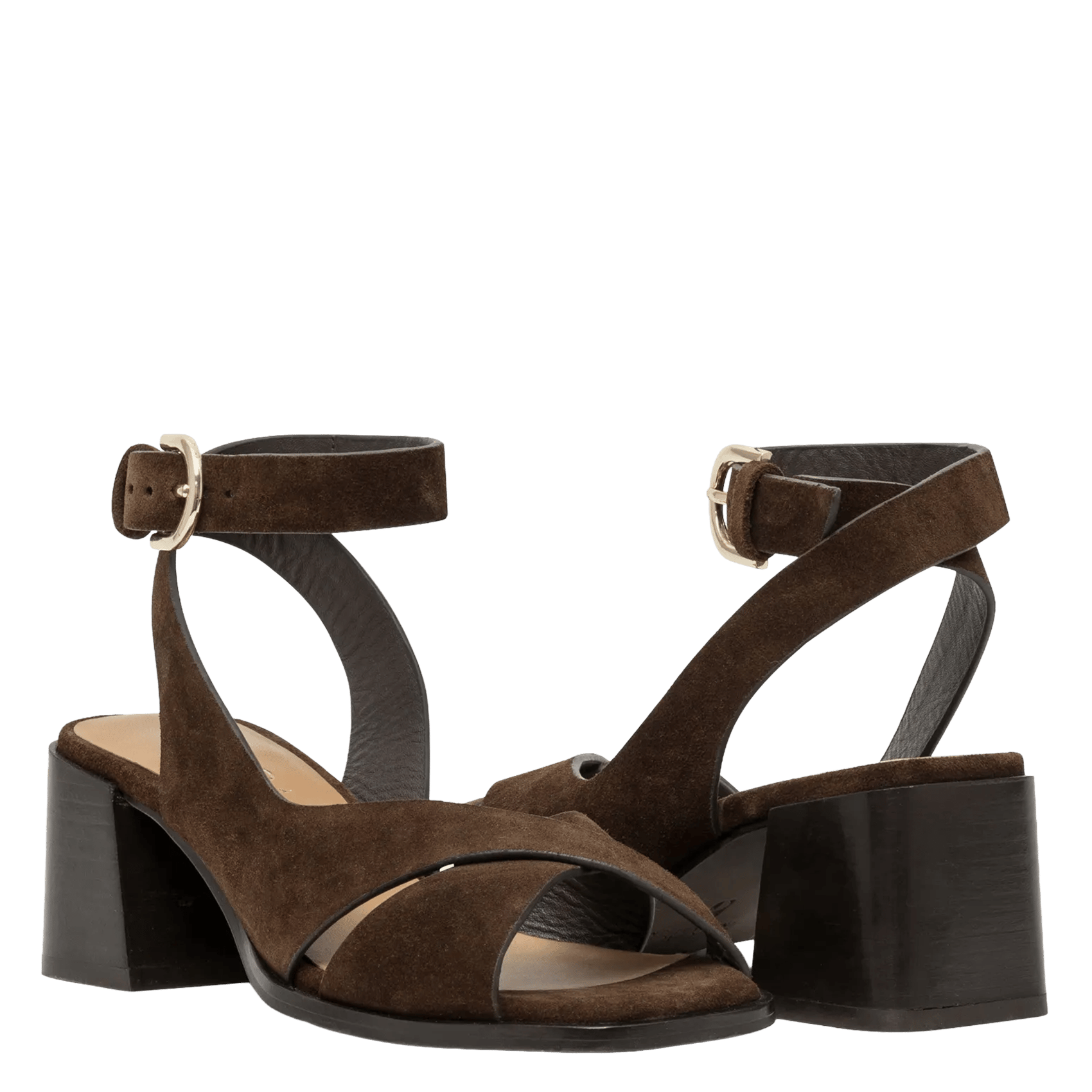Heeled suede sandals BOCAGE Brown
