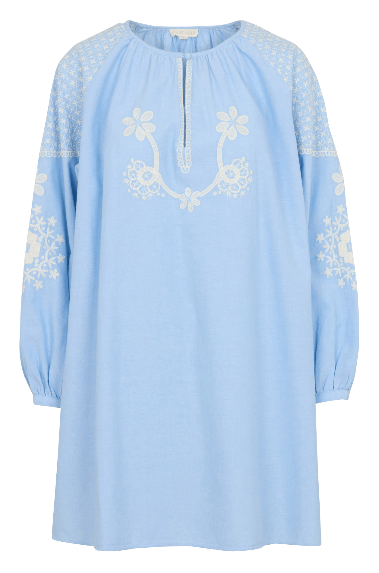 Kleid aus Bio-Baumwolle mit Lochstickerei LOUISE MISHA Blau