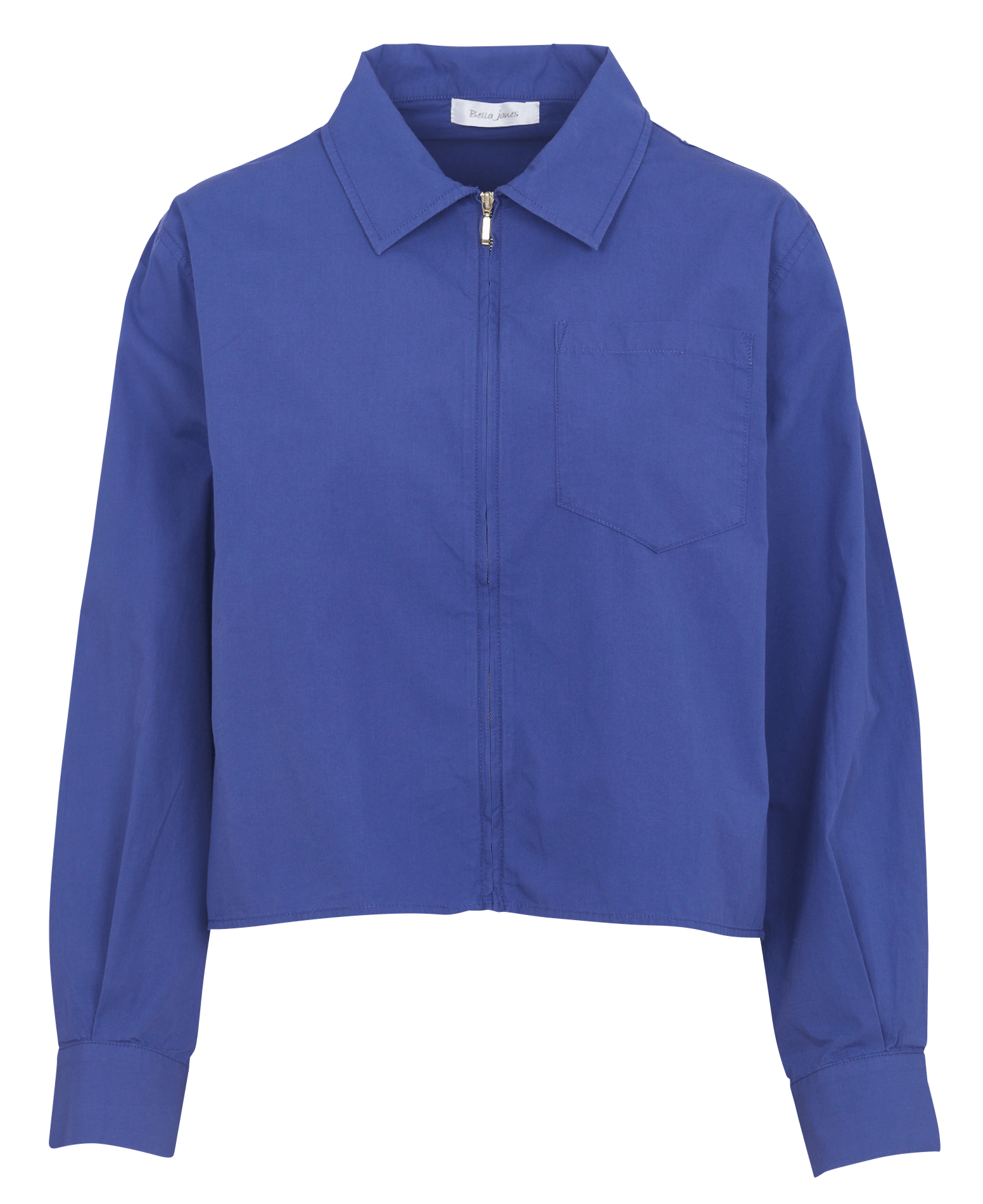 Kort overhemd van poplin katoen BELLA JONES Blauw