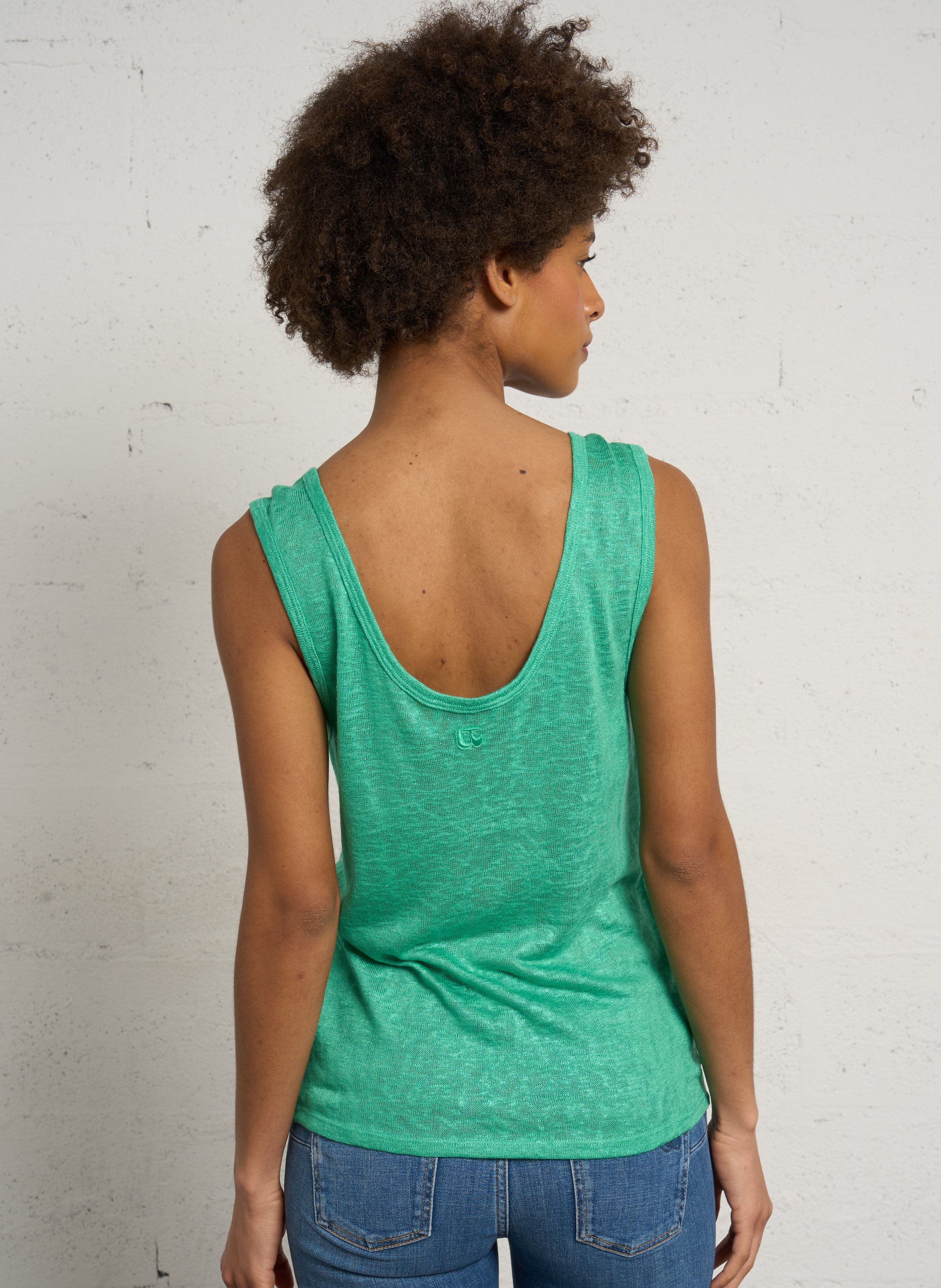 Débardeur droit col rond LE TEMPS DES CERISES Vert