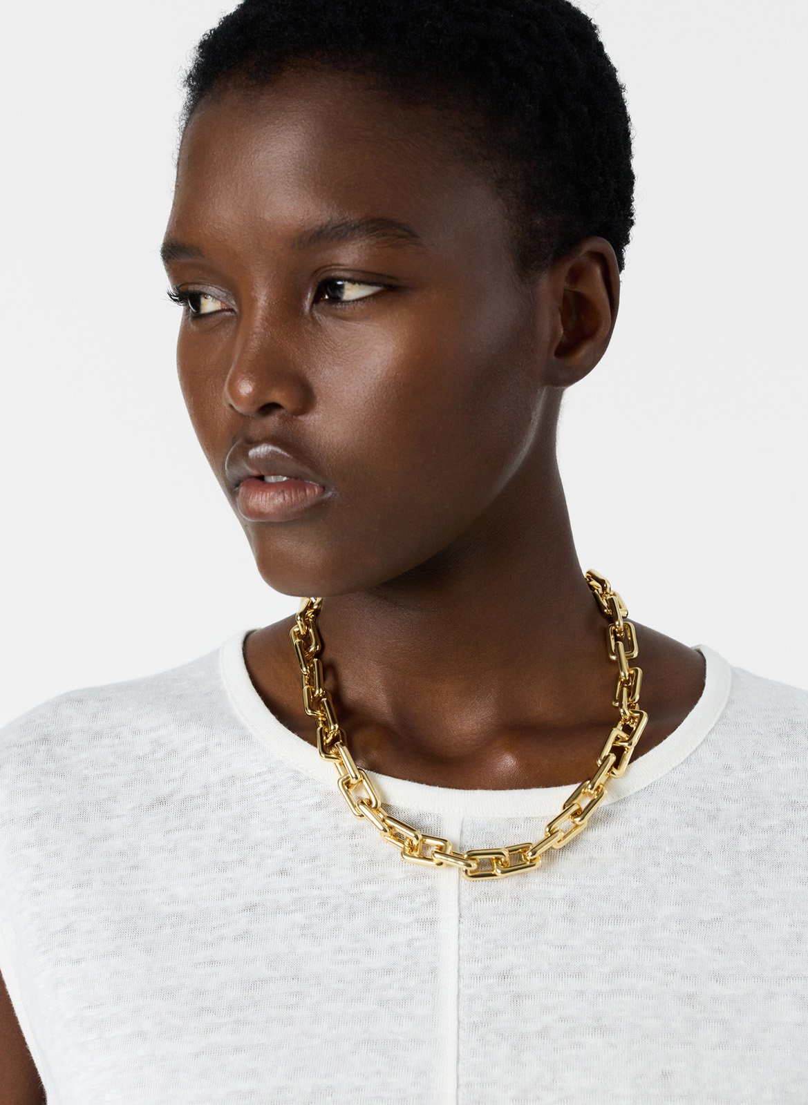 Top col rond en lin GERARD DAREL Blanc