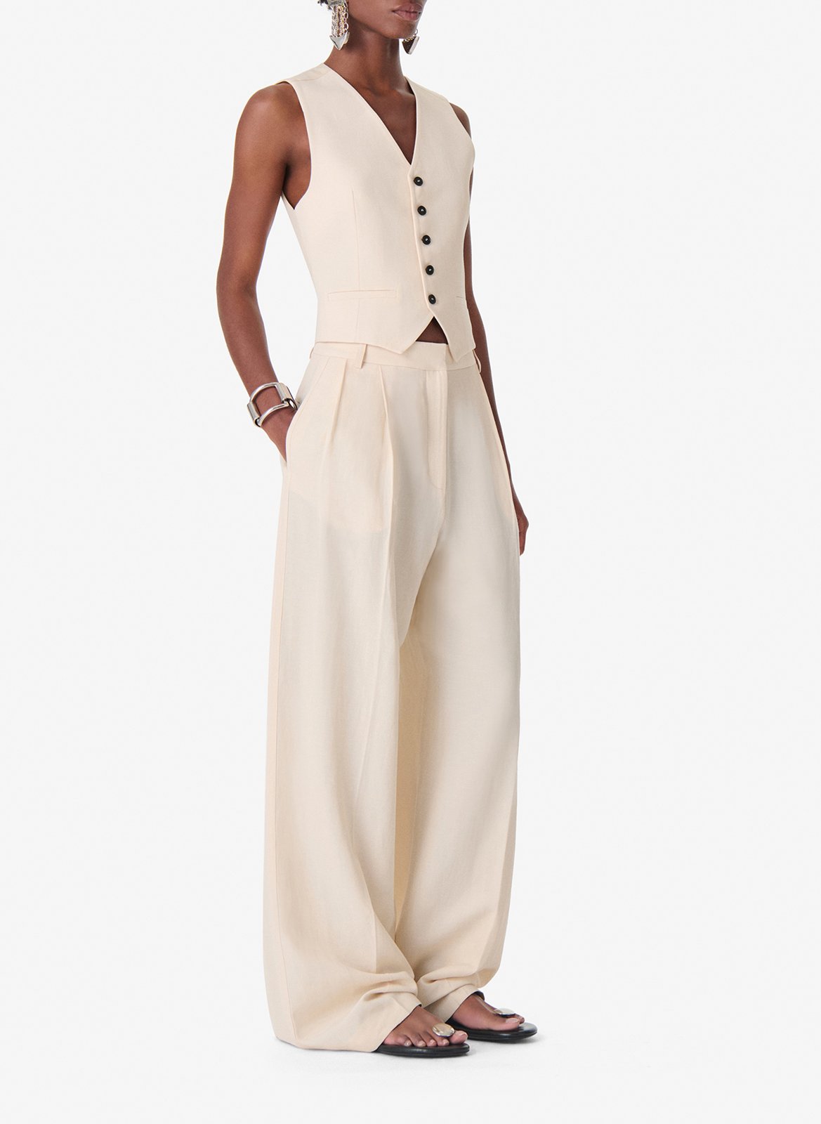 Pantalon à pinces large taille haute IRO Beige