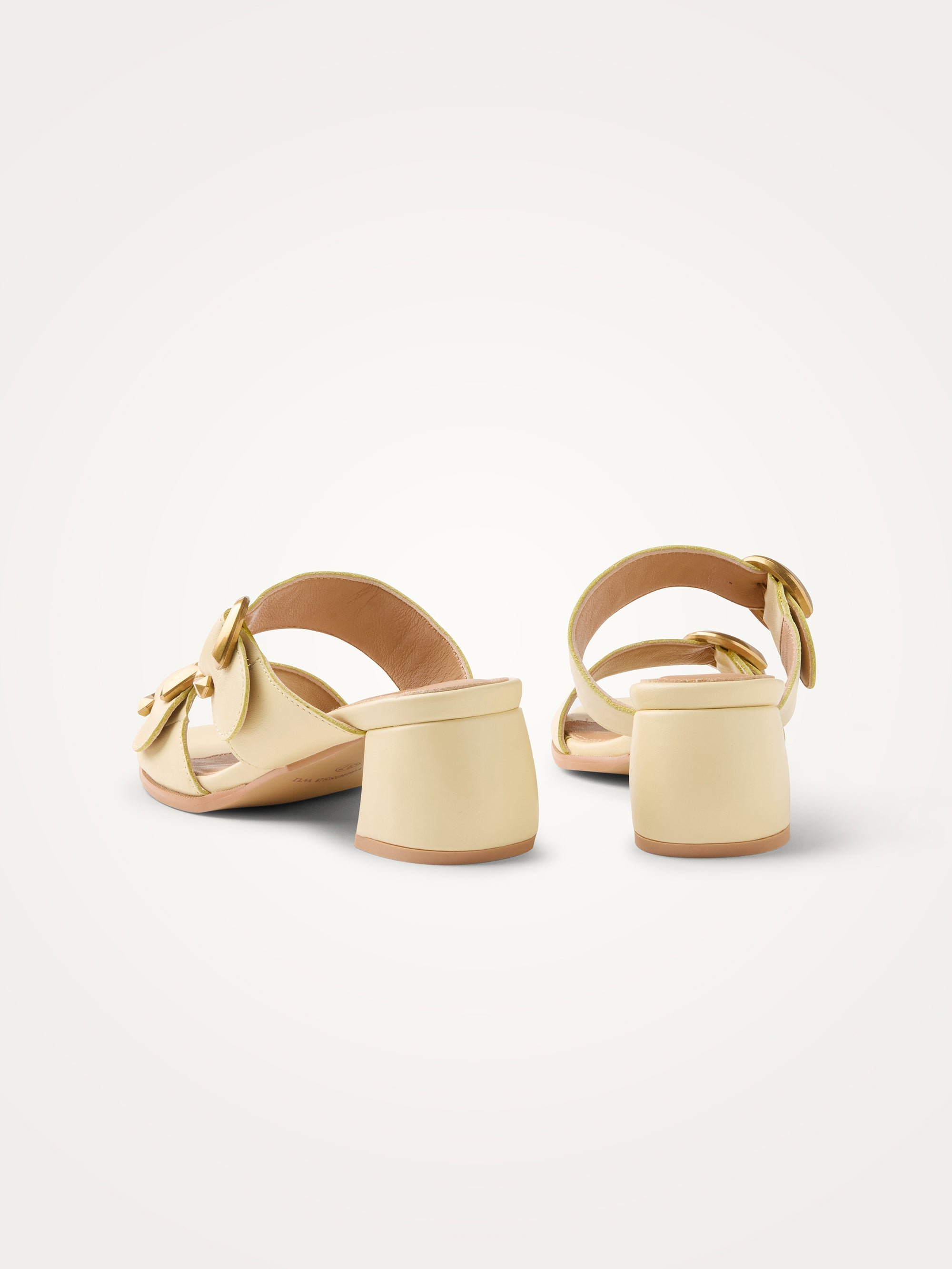 Leather mules with half-moon heel and straps VANESSA WU Yellow