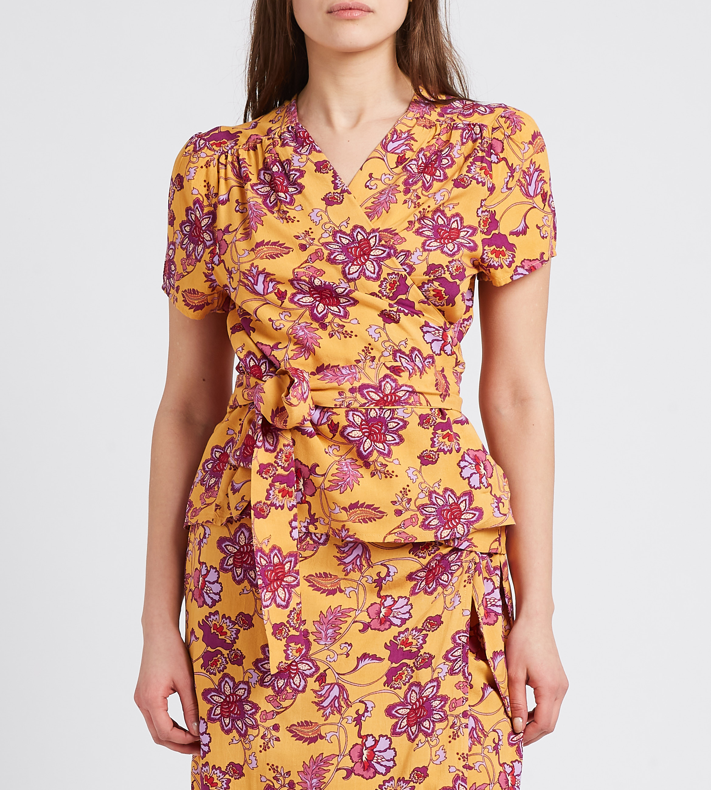 Straight-cut Indian floral print wrap top LA PETITE ETOILE Multicolored