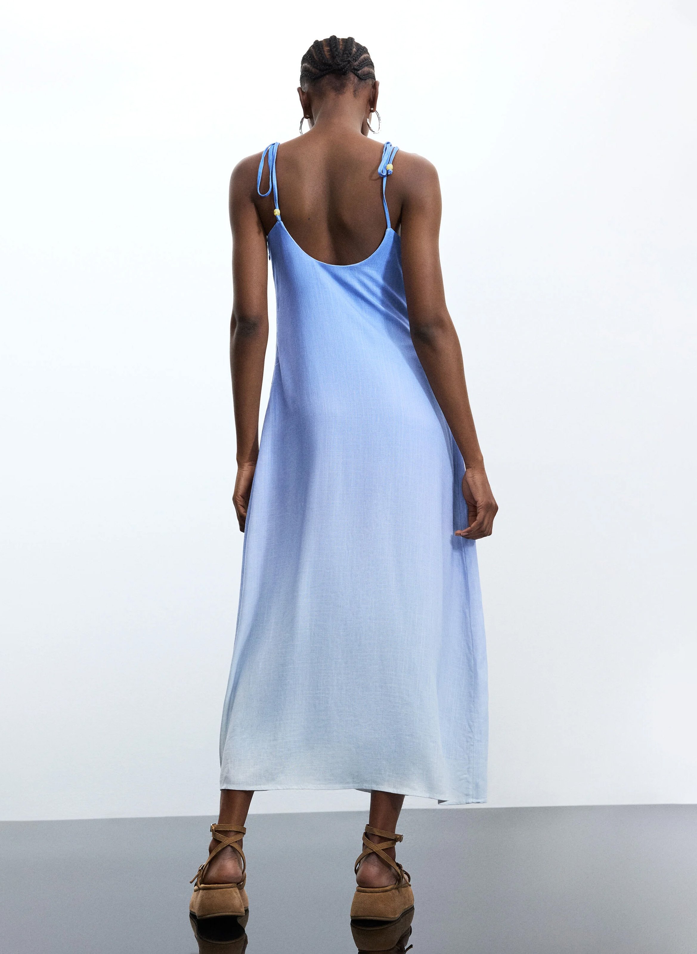 Robe longue col rond imprimée DESIGUAL Bleu