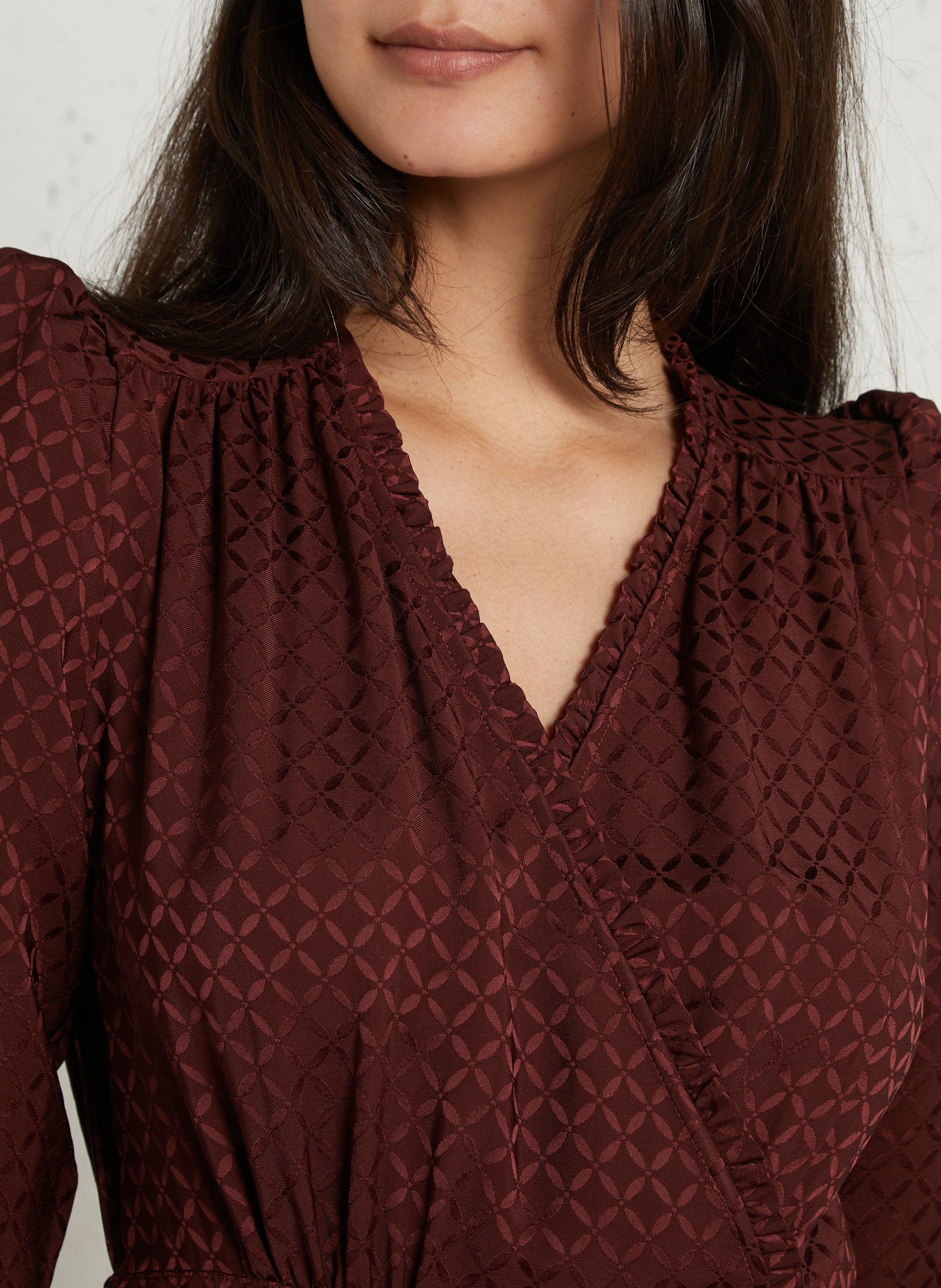 Jacquard midi wrap dress SUNCOO Plums