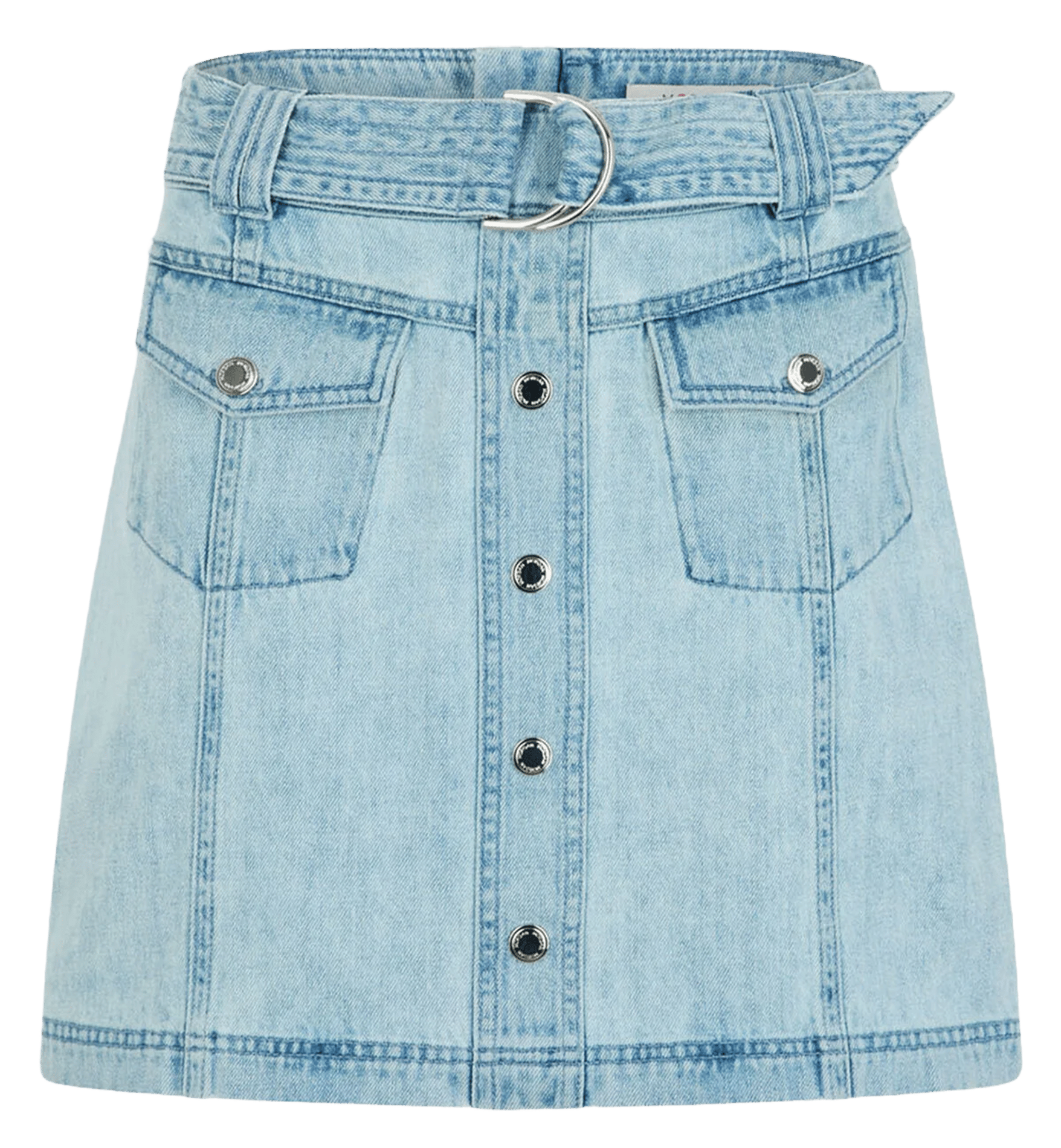 Halflange rok van spijkerstof met hoge taille MORGAN Blauw