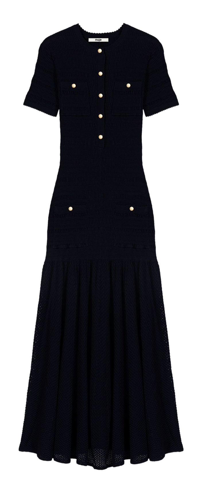 Flared buttoned long dress MAJE Blue