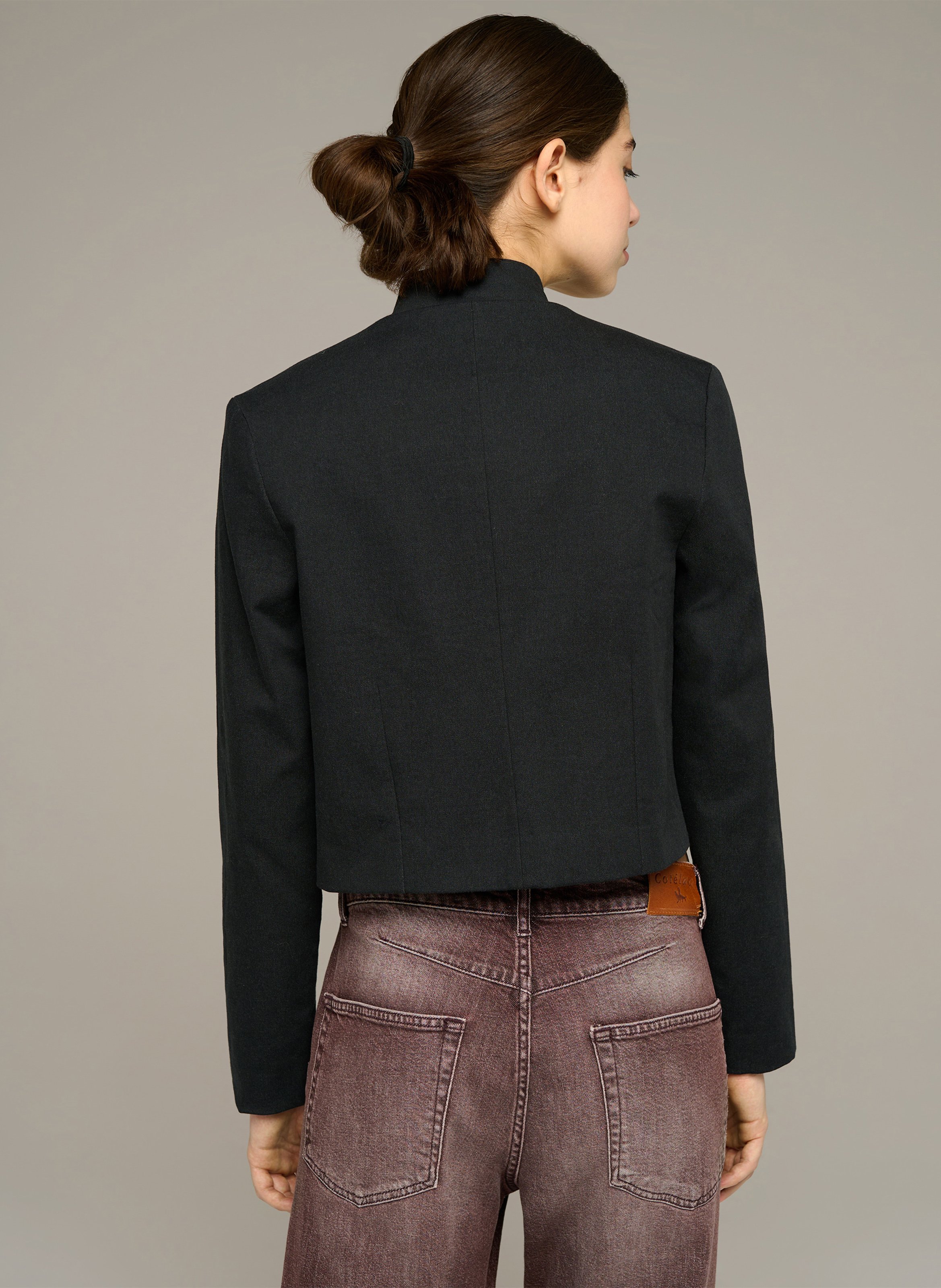 Kurze gerade geschnittene Jacke aus Baumwollmix COTELAC Schwarz