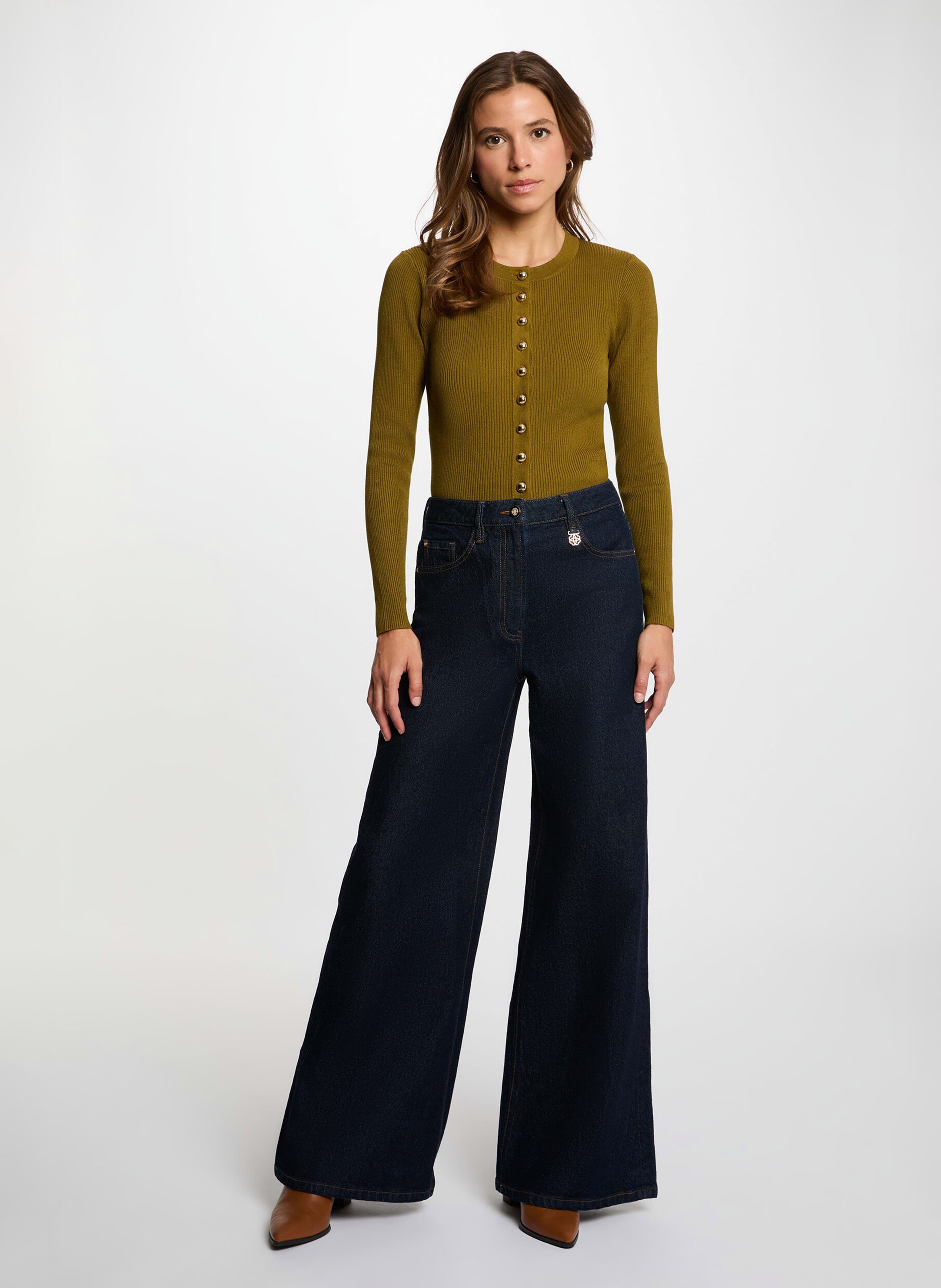 Jean flare taille haute MORGAN Bleu
