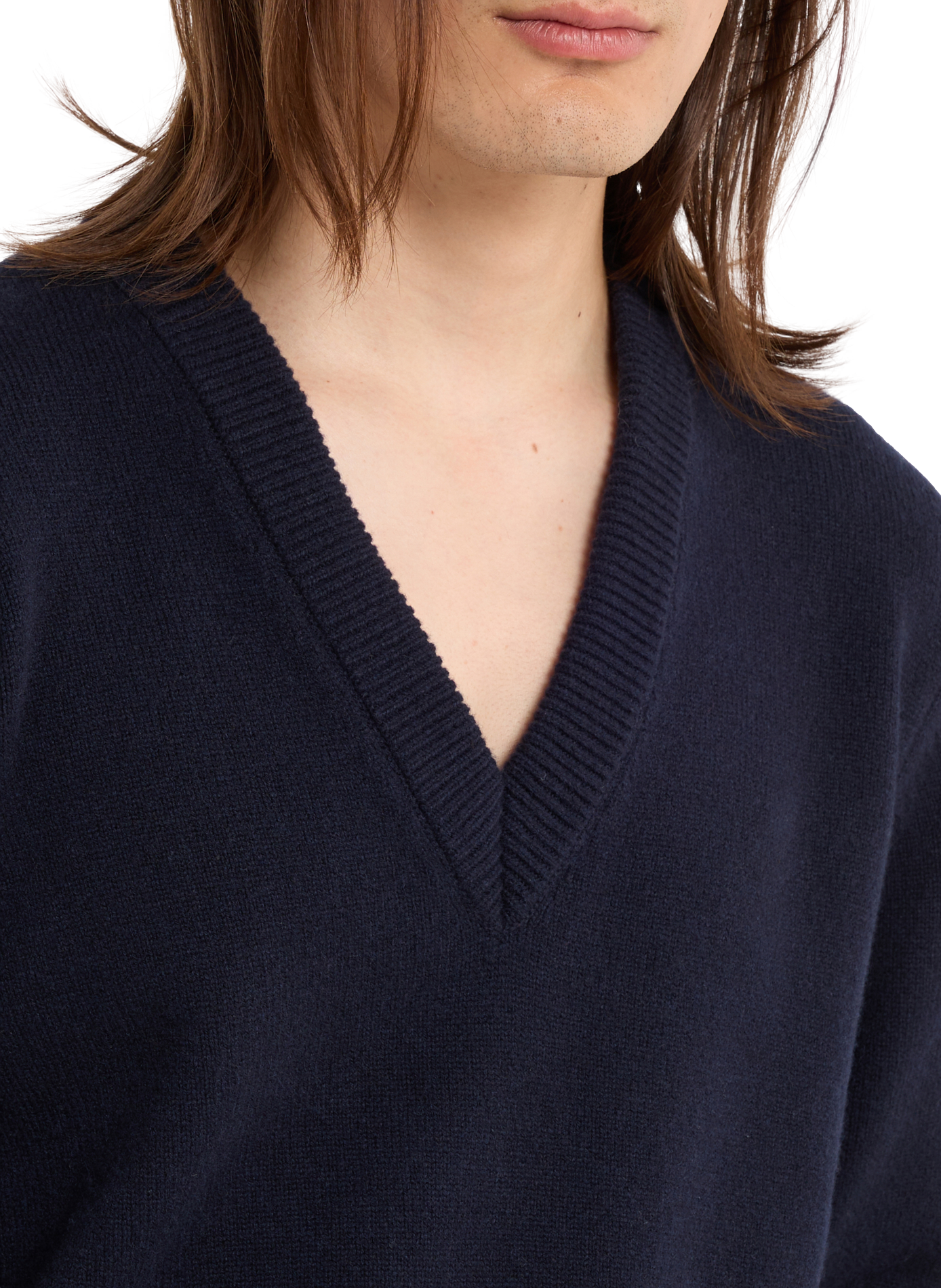 Loose-fit wool V-neck sweater SAISON 1865 Blue
