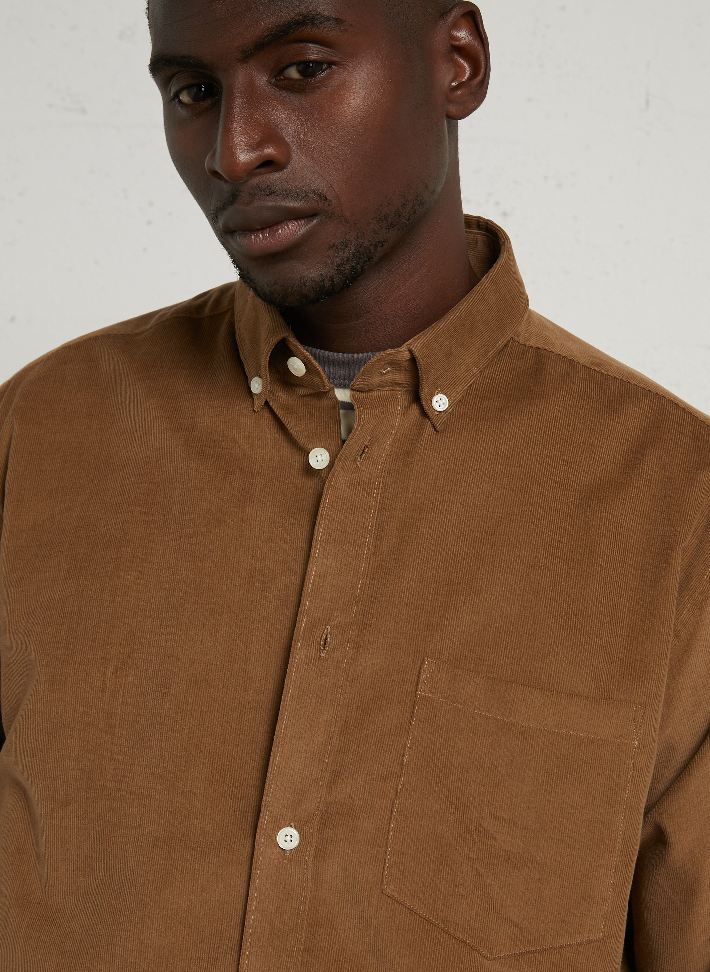 Chemise droite en coton côtelé AU PRINTEMPS PARIS Beige