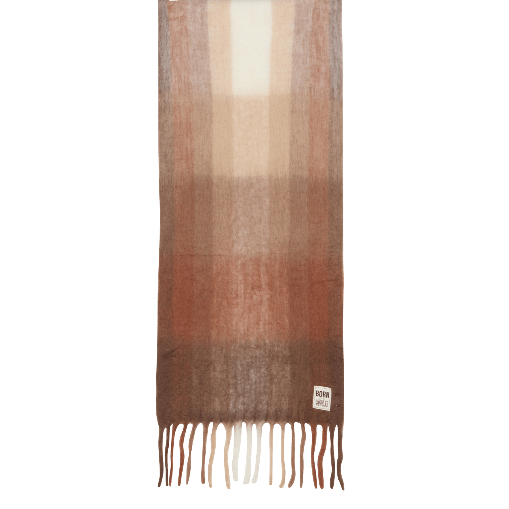 Fringed plain scarf MKT Brown