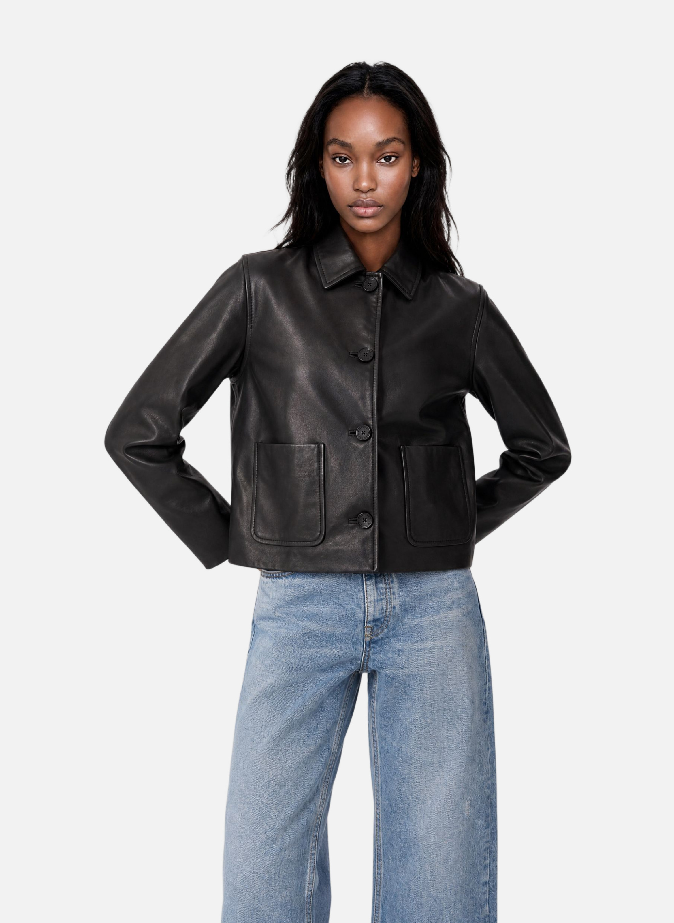 Leather jacket THE KOOPLES Black