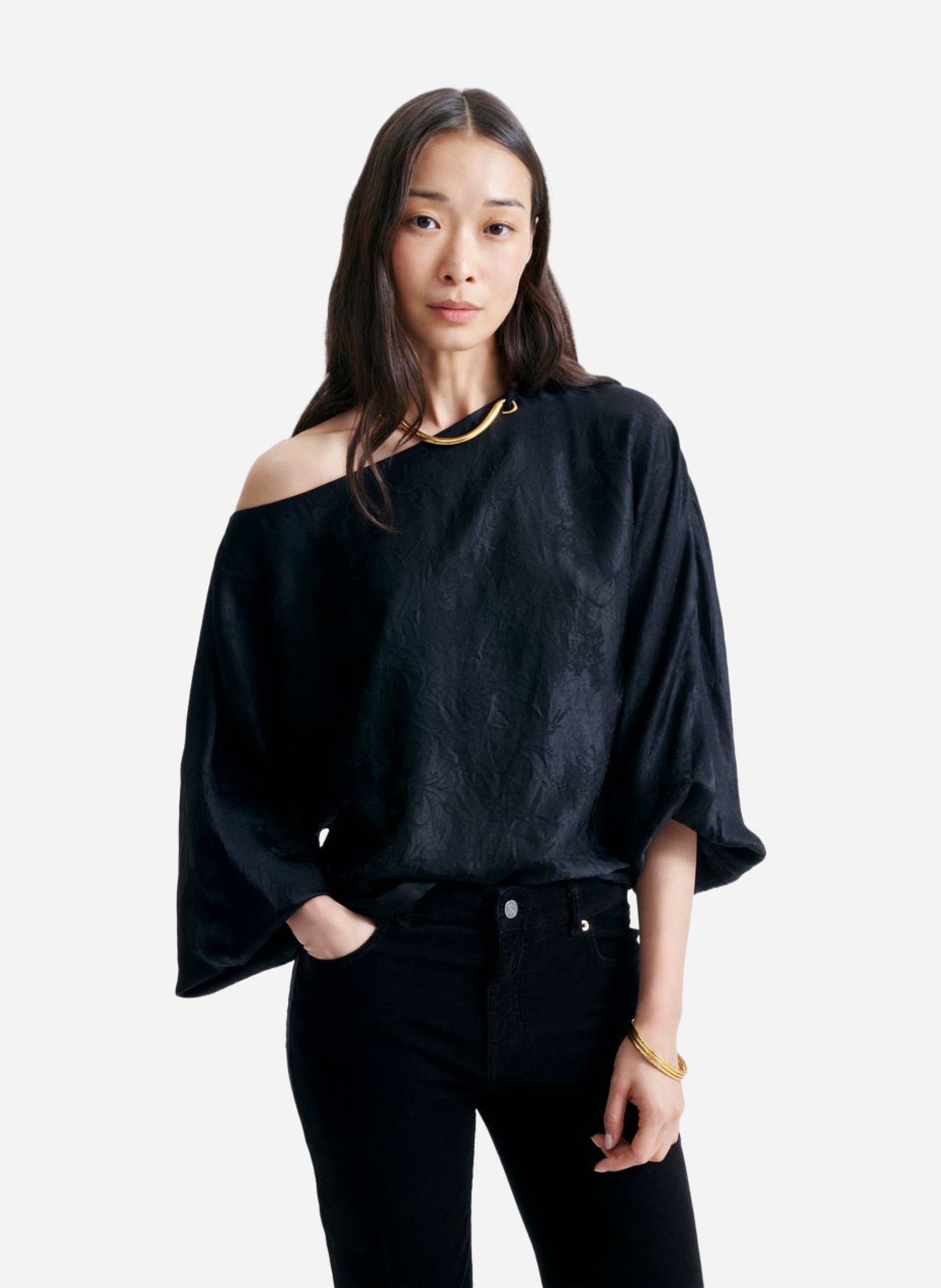 Wijde blouse met boothals VANESSA BRUNO Zwart
