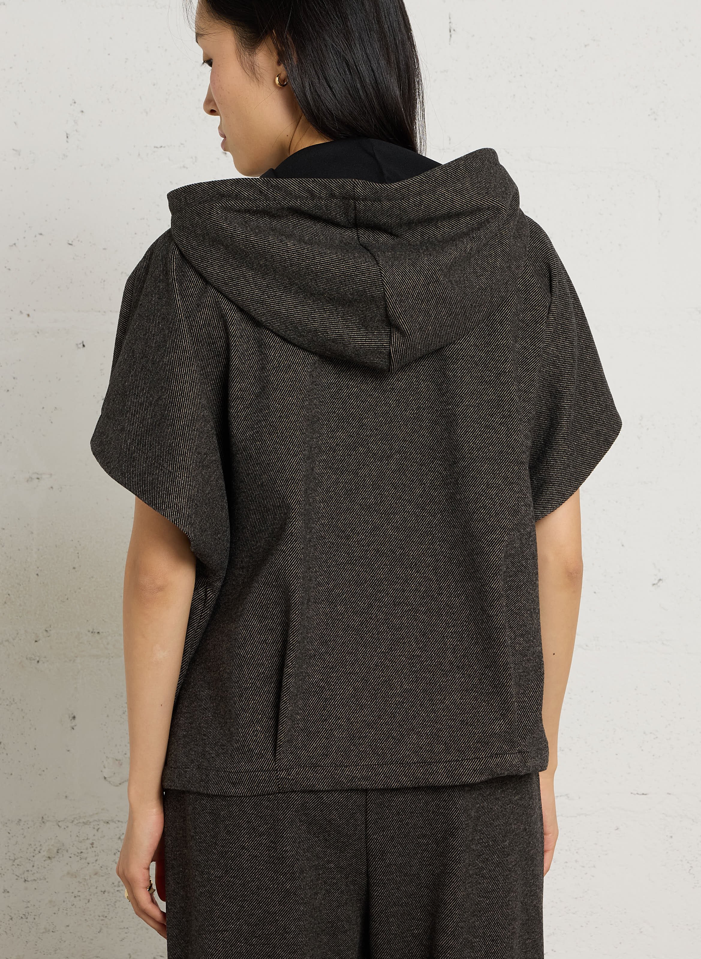 Mouwloos sweatshirt met rits PLEASE Zwart