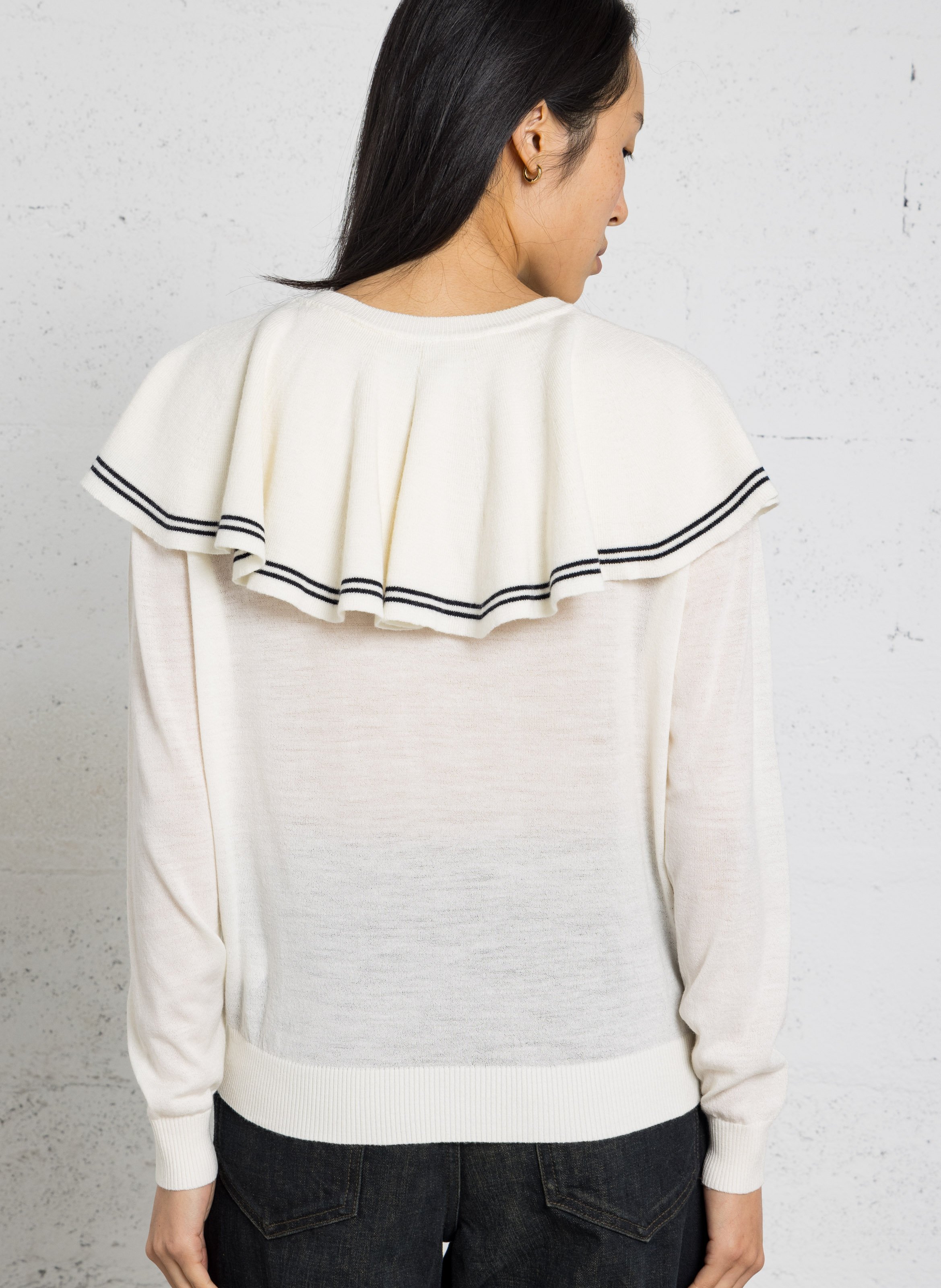 Pull col marin en laine THE TINY BIG SISTER Beige