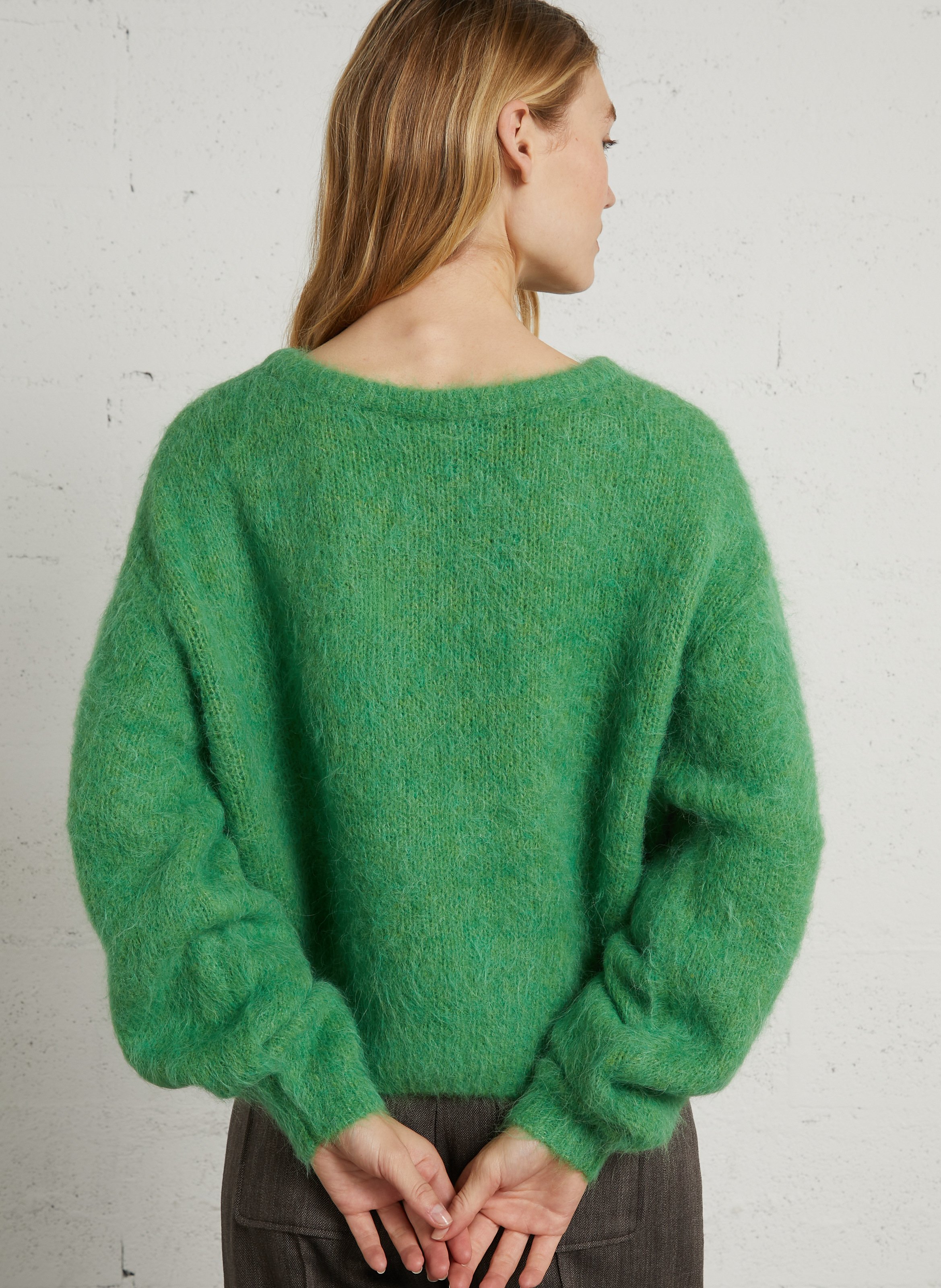 Oversized trui met ronde hals, wolblend AMERICAN VINTAGE Groen