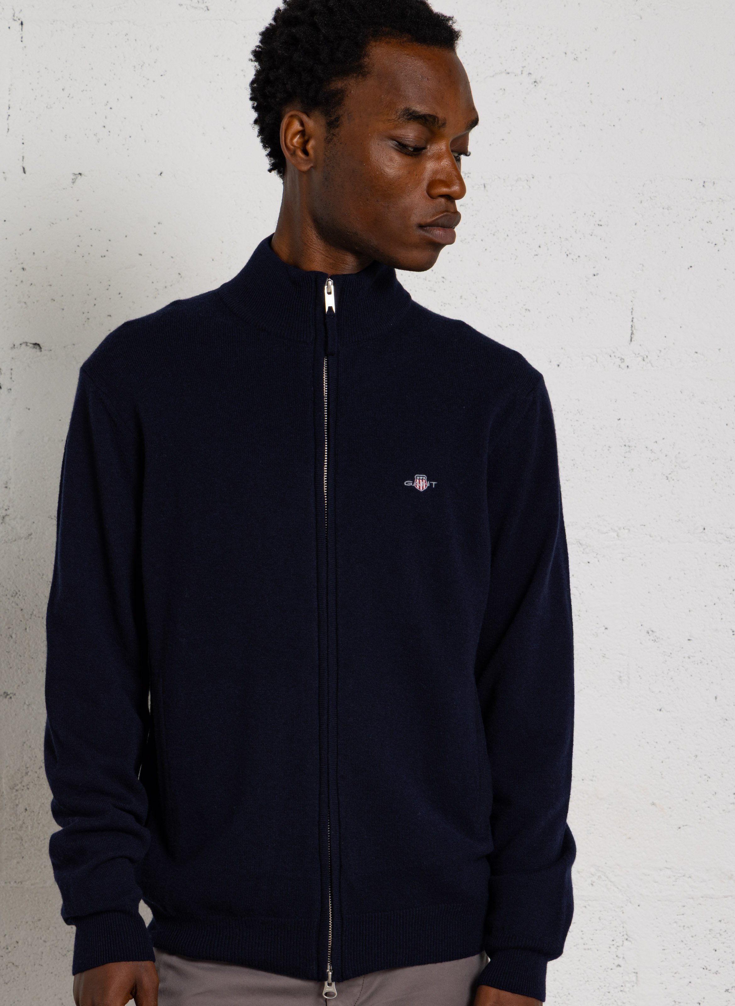 Gilet col montant en laine GANT Bleu