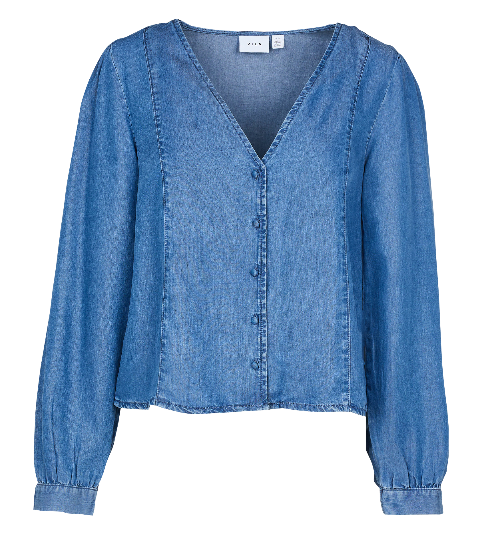Blouse fluide en jean à col V  VILA Bleu