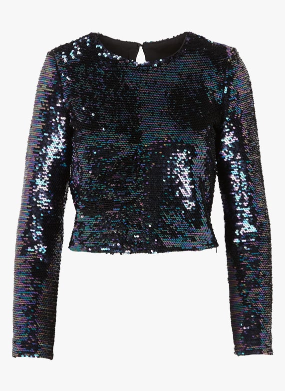 Top droit col rond à sequins Abba Marron Karma koma Femme