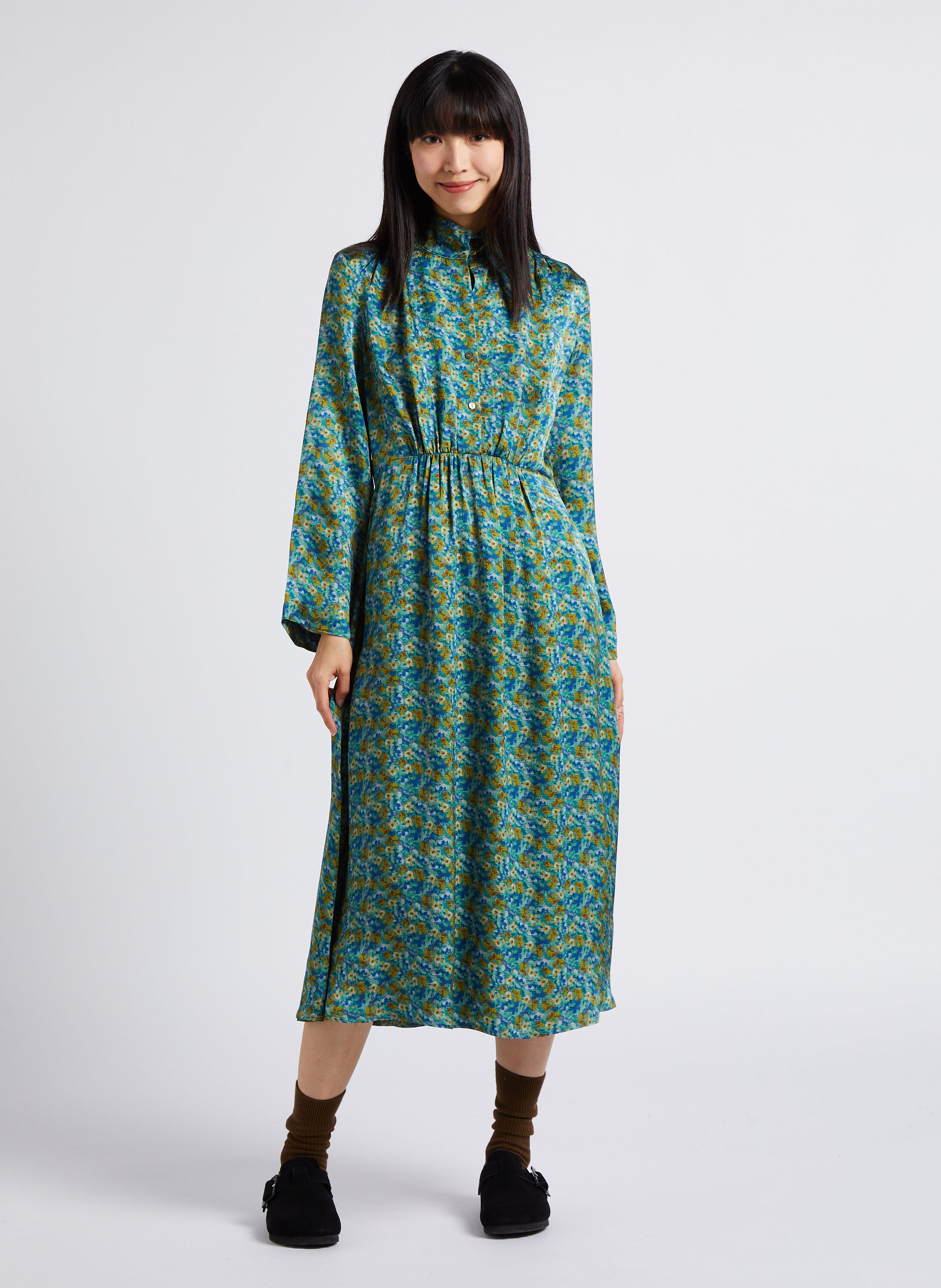 Robe longue à col montant ATTIC AND BARN Vert