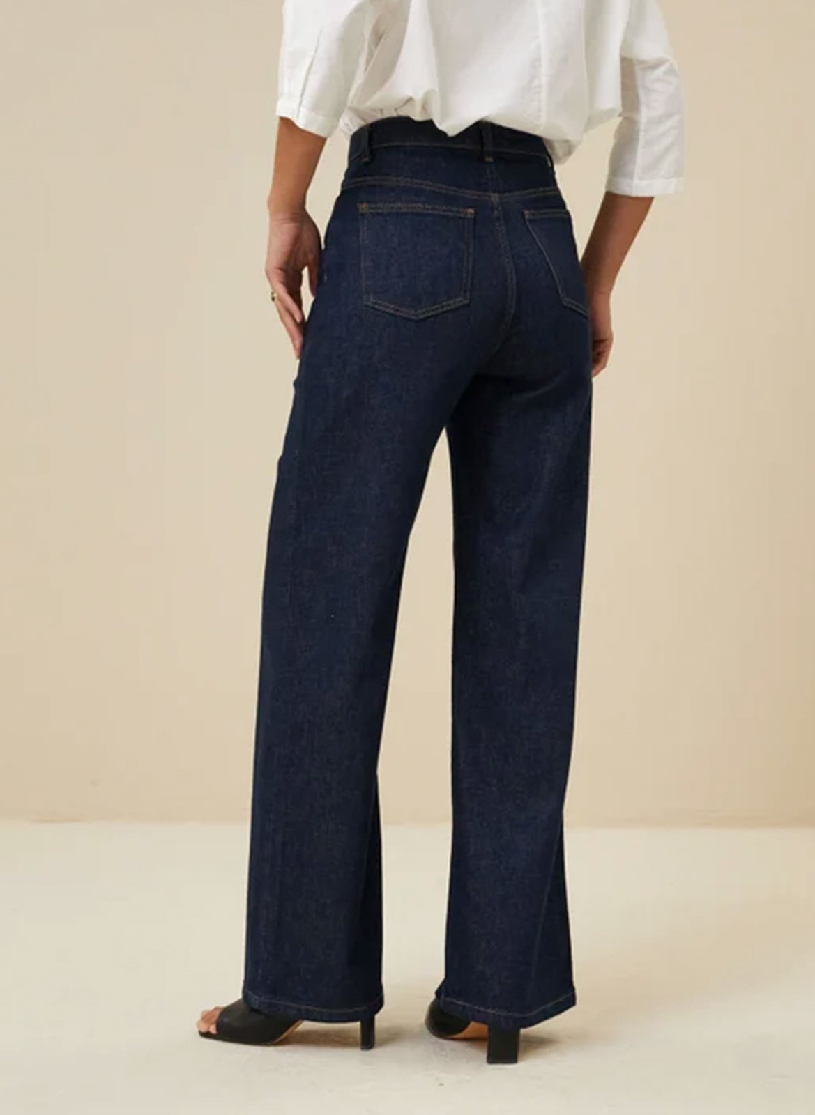 Jean ample taille haute en coton mélangé BY BAR Bleu