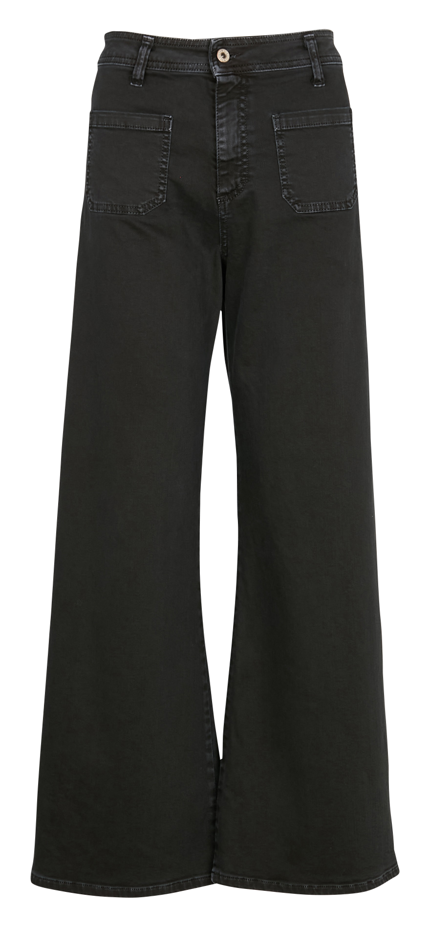 High-rise wide-leg cotton jeans Black