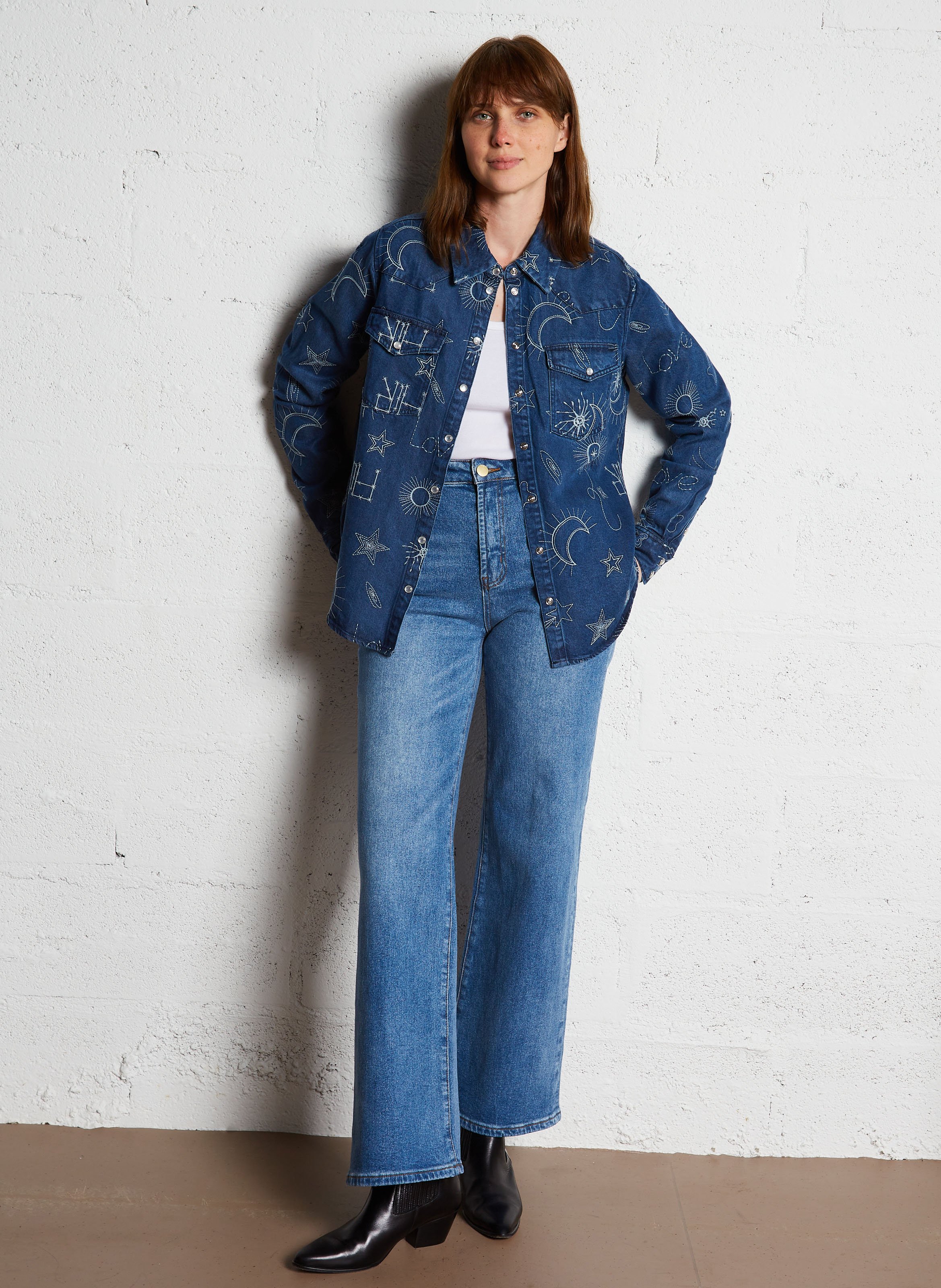 Jean large taille haute en coton mélangé LA PETITE ETOILE Jean Stone