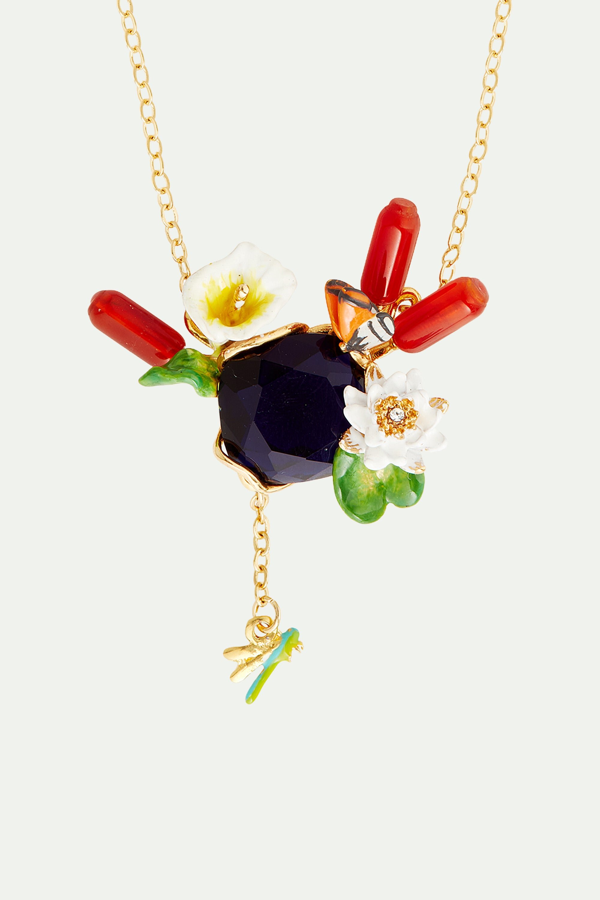 Giverny floating garden and stone bib necklace LES NEREIDES Multicolored