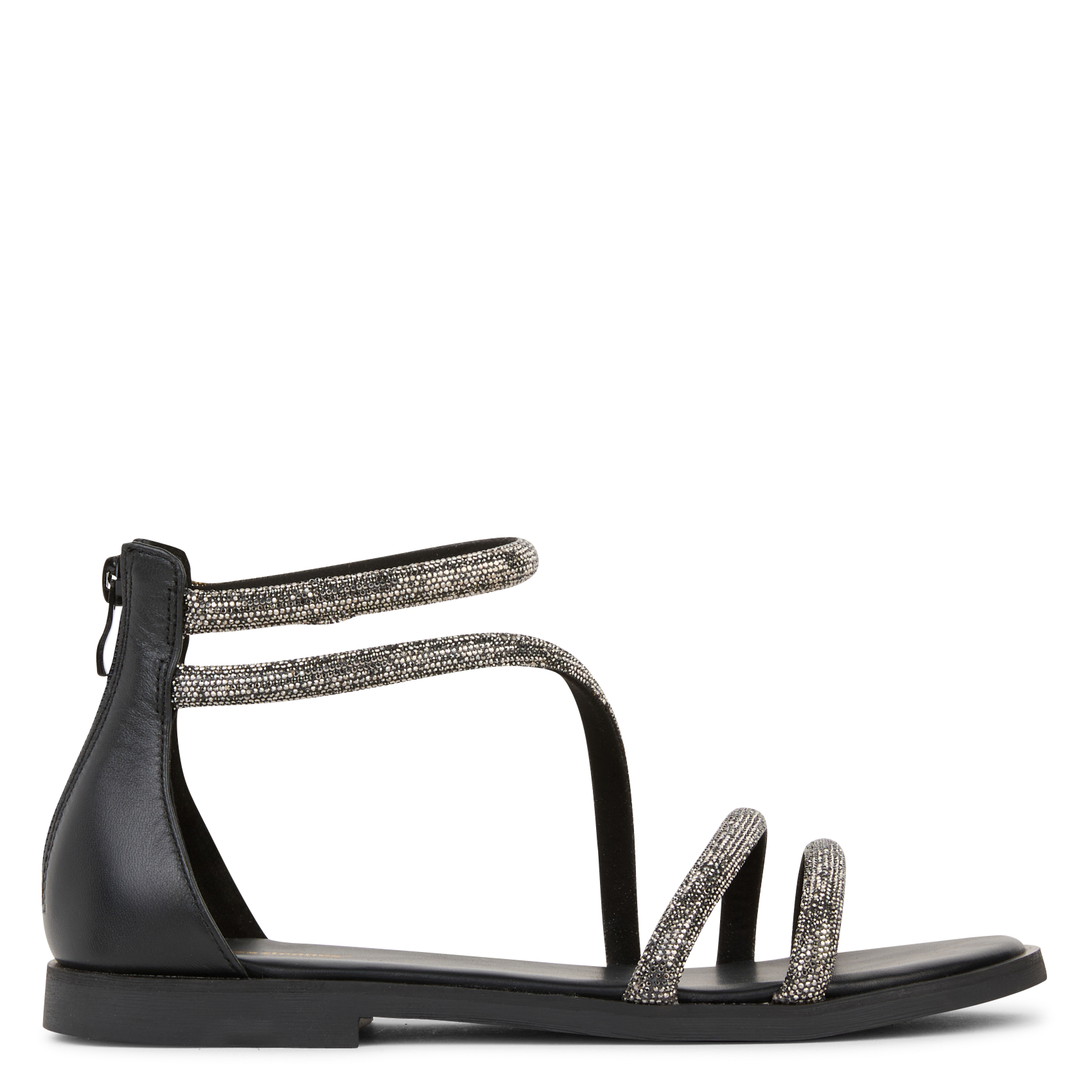 Flat sandals with rhinestone straps LES TROPEZIENNES PAR M.BELARBI Black