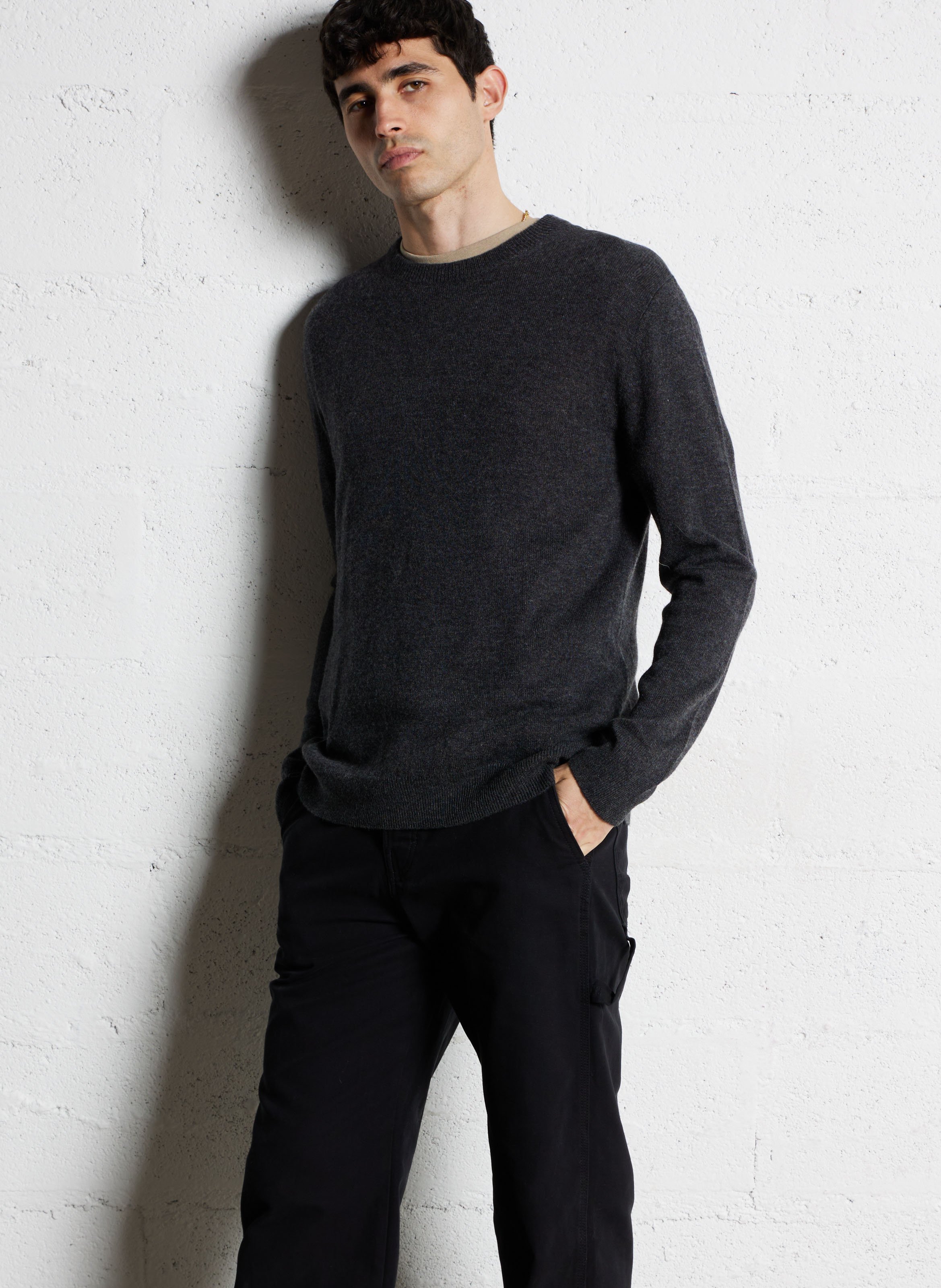 Pull col rond en cachemire regular fit AU PRINTEMPS PARIS Gris