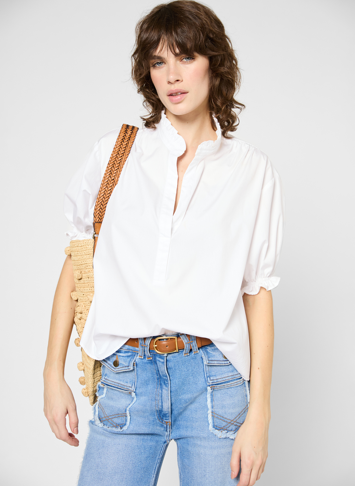 Chemisier col victorien en coton GERARD DAREL Blanc