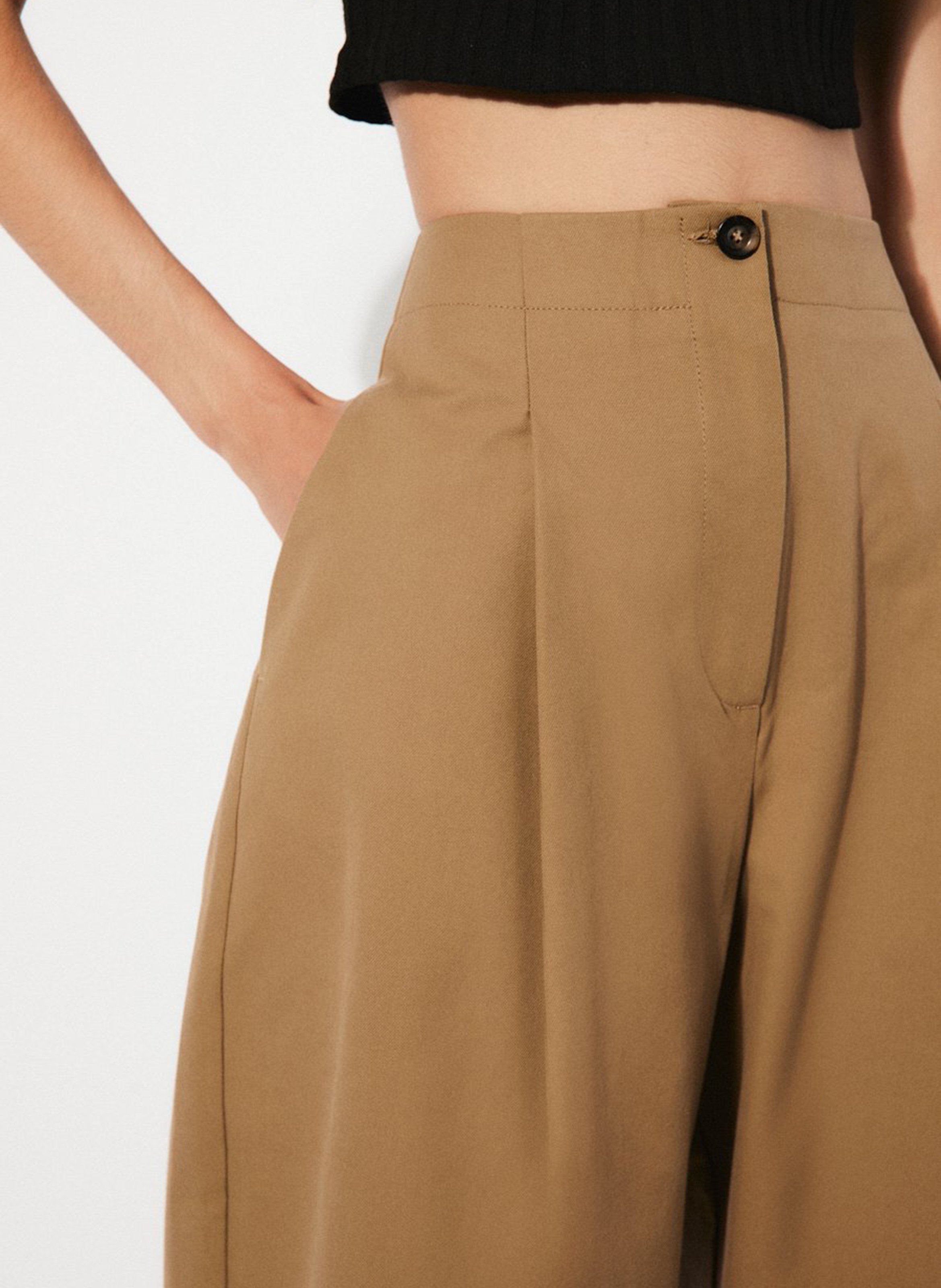 Pantalon large en coton RITA ROW Marron