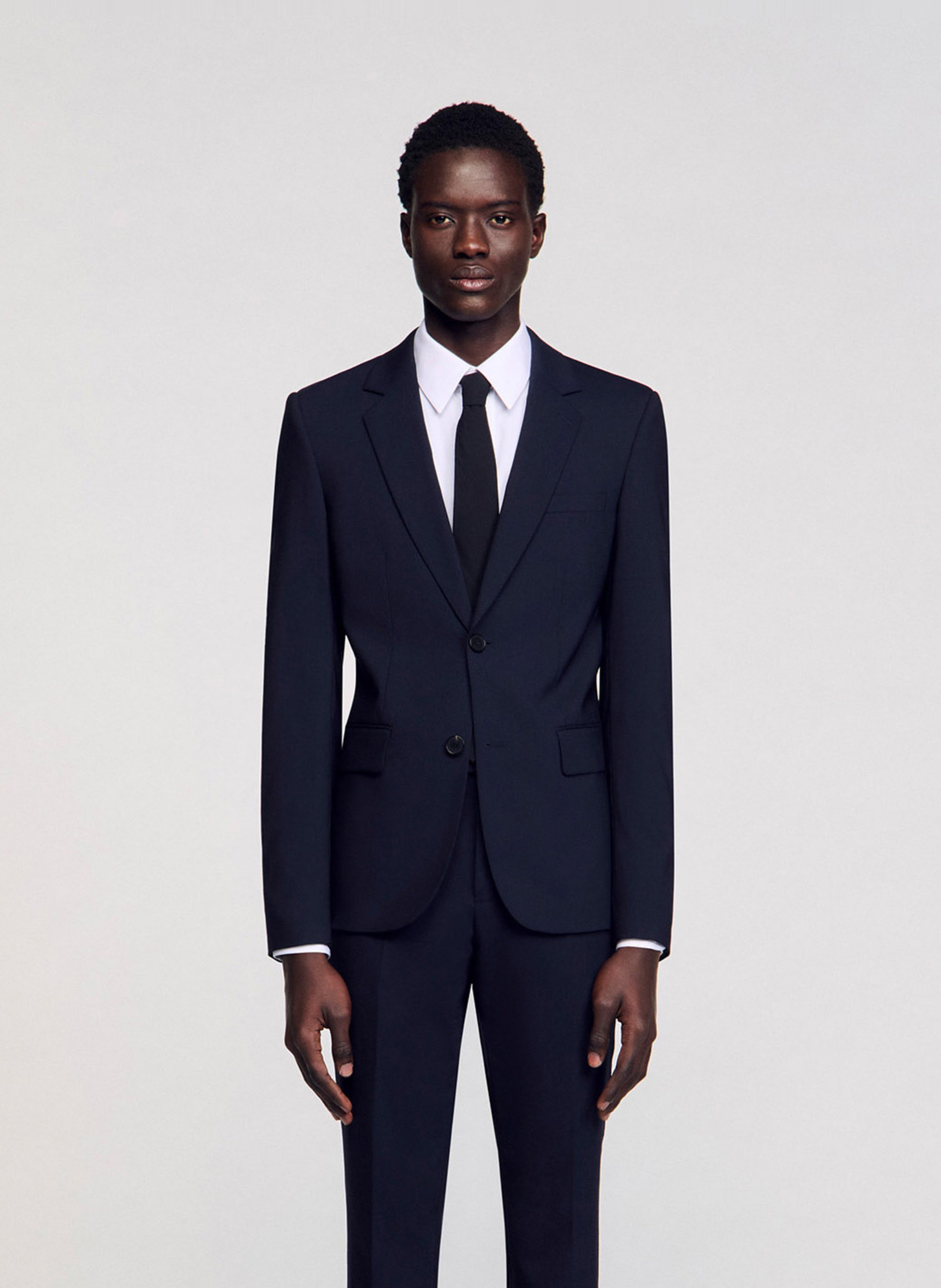 Wool jacket with tailored collar SANDRO Blue