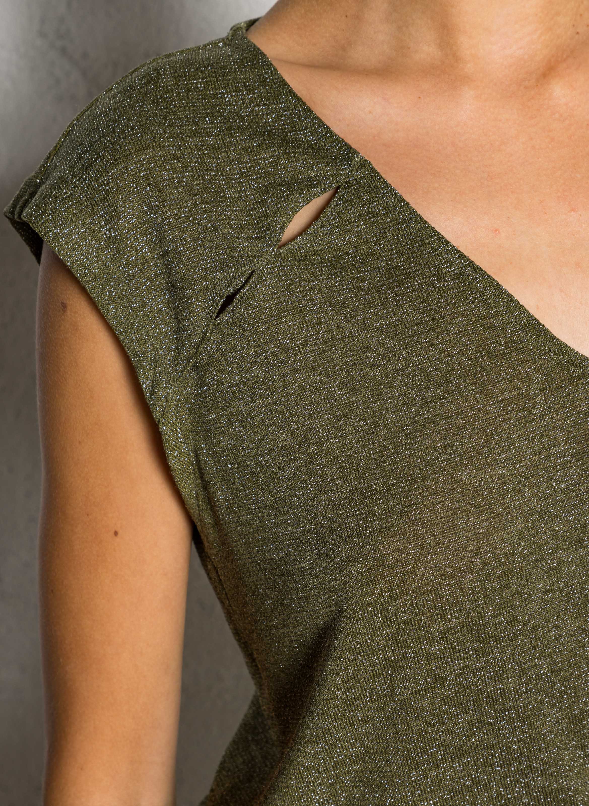 Canottiera senza maniche con paillettes Verde