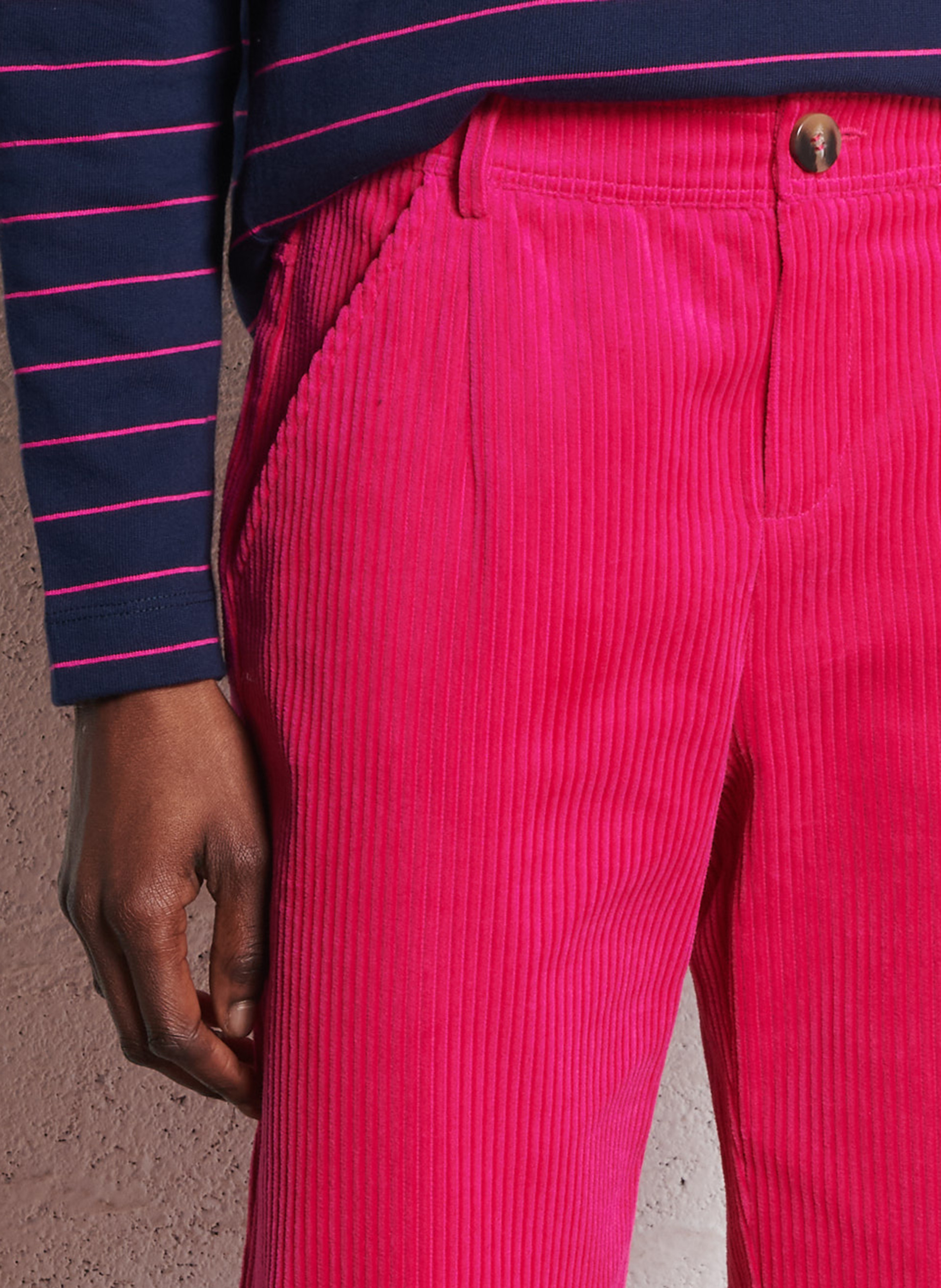 Wide ribbed cotton trousers ONE STEP Pink